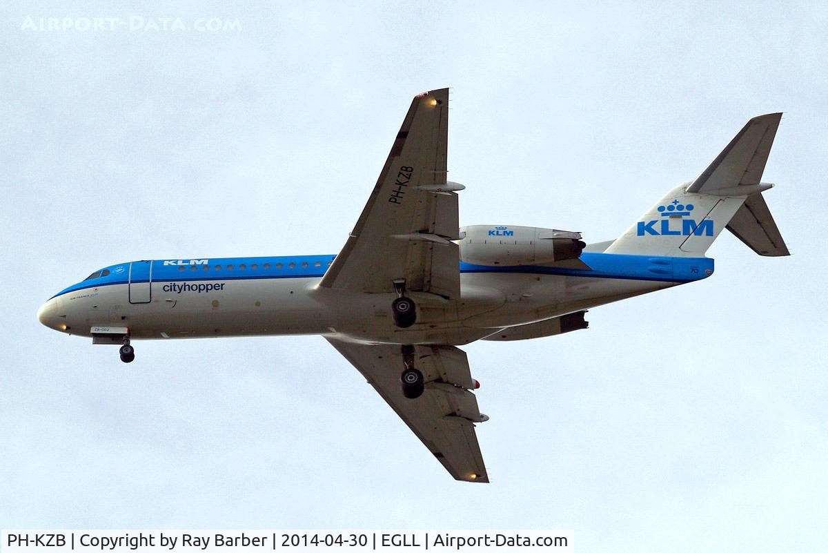 PH-KZB, 1996 Fokker 70 (F-28-070) C/N 11562, PH-KZB   Fokker F-70 [11562] (KLM cityhopper) Home~G 30/04/2014. On approach 27R.