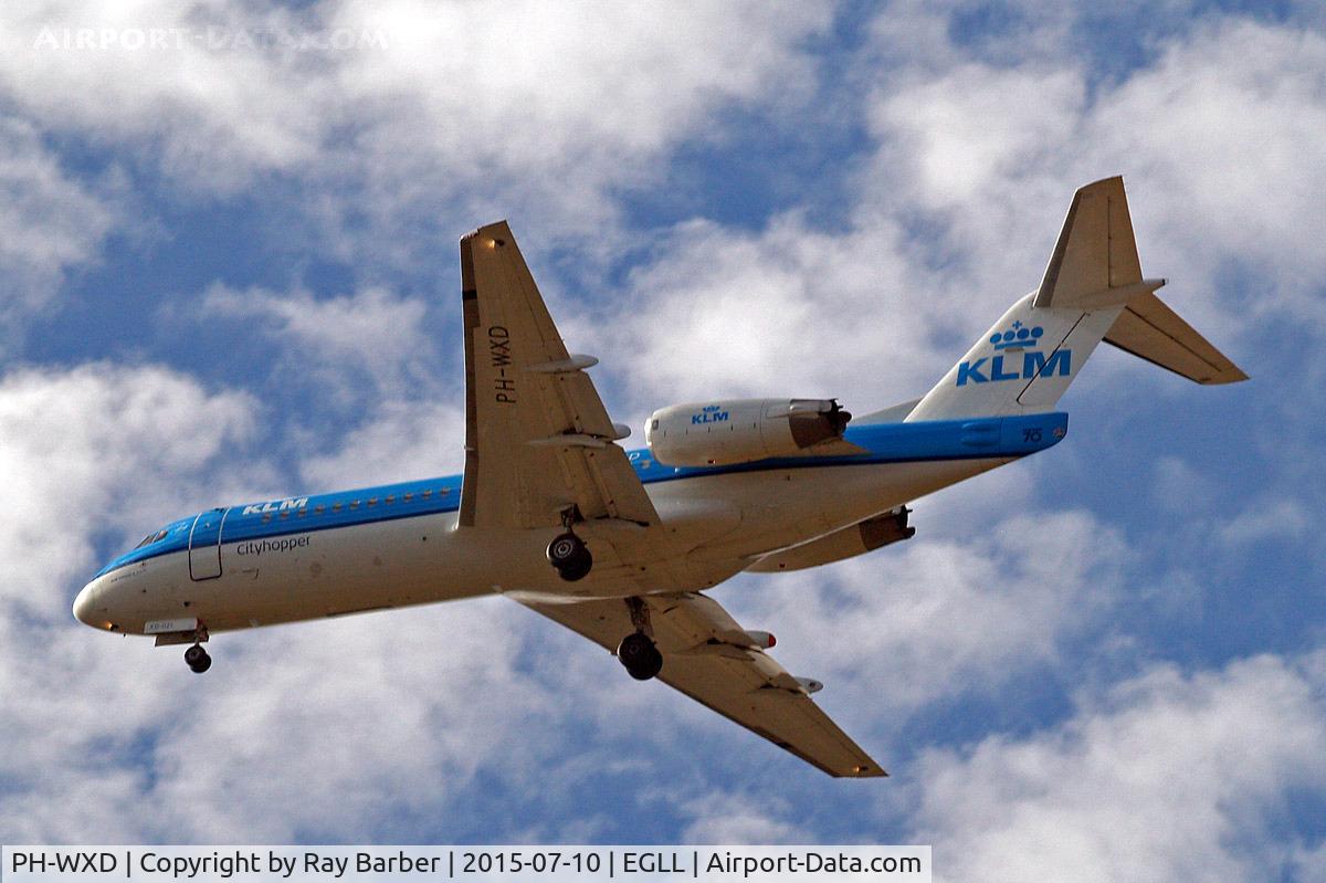 PH-WXD, 1995 Fokker 70 (F-28-0070) C/N 11563, PH-WXD   Fokker F-70 [11563] (KLM cityhopper) Home~G 10/07/2015. On approach 27R.