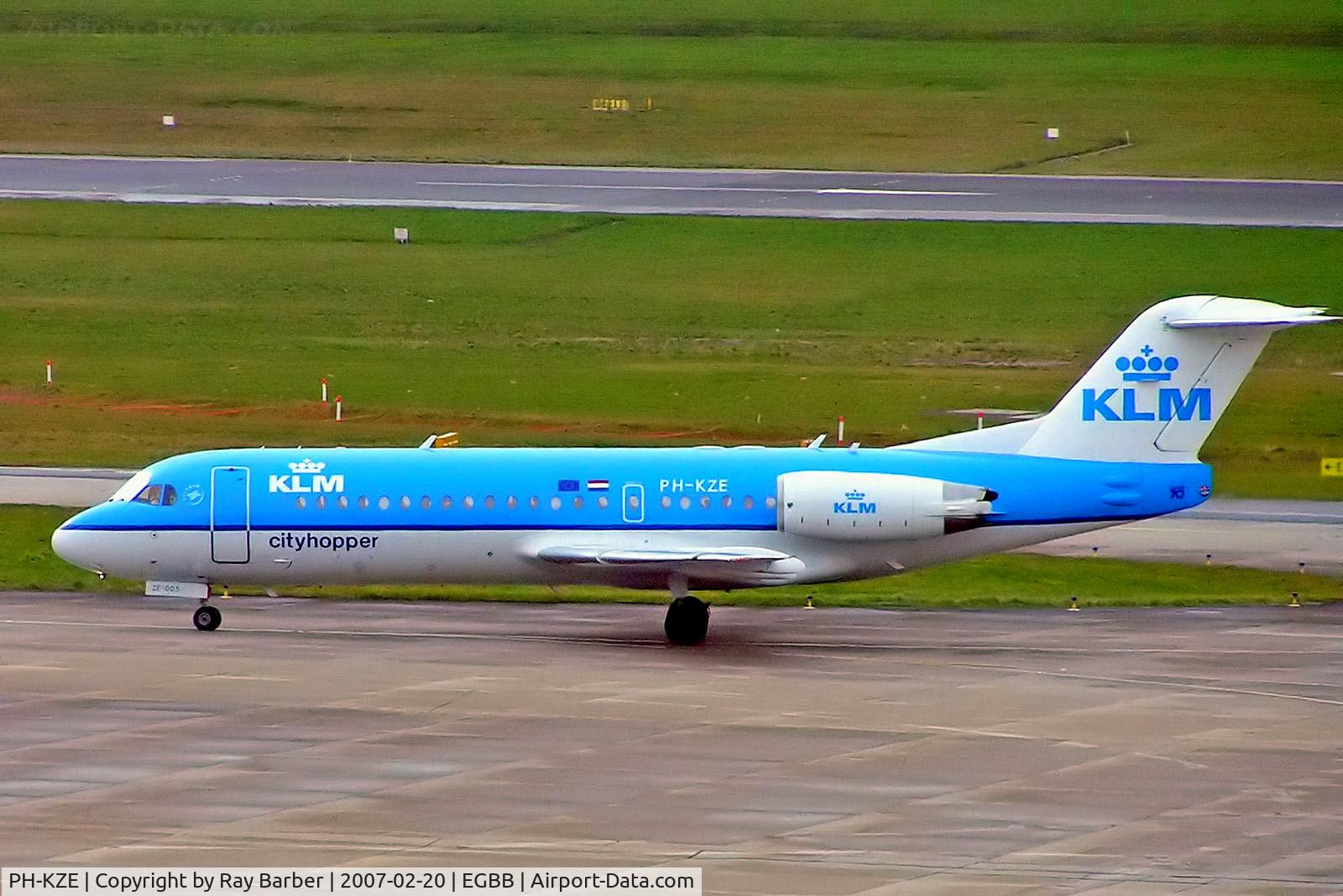 PH-KZE, 1996 Fokker 70 (F-28-0070) C/N 11576, PH-KZE   Fokker F-70 [11576] (KLM cityhopper) Birmingham Int'l~G 20/02/2007
