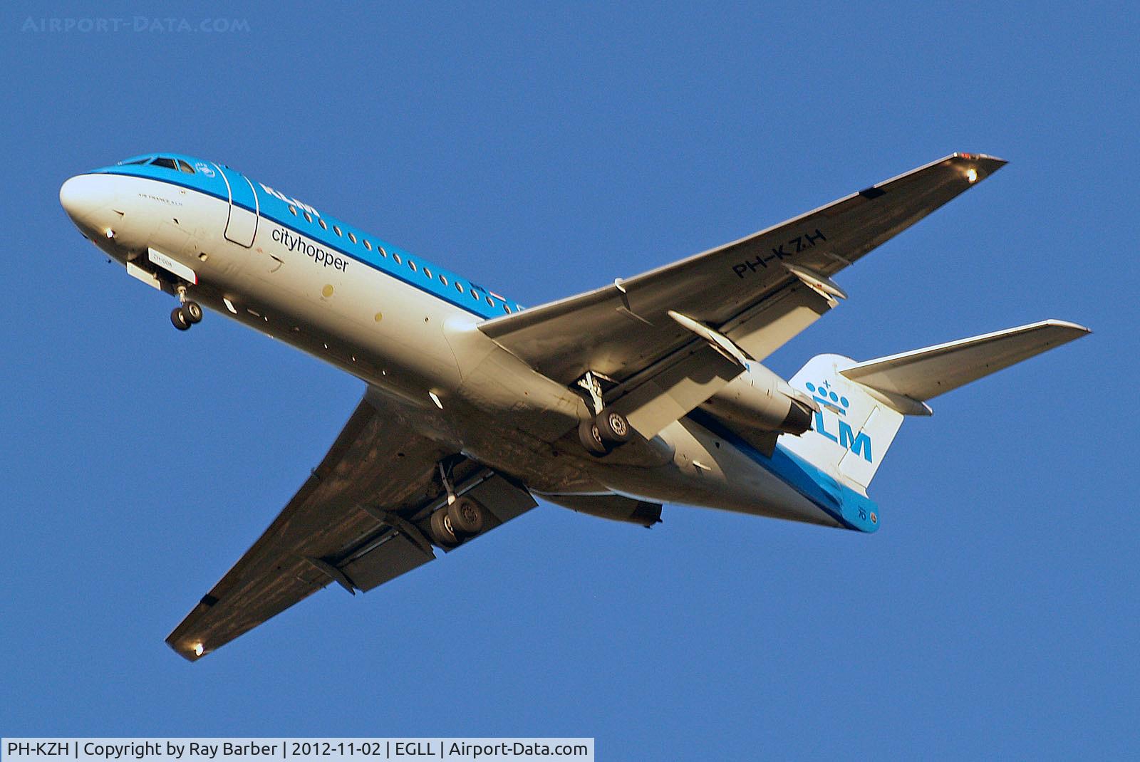 PH-KZH, 1997 Fokker 70 (F-28-0070) C/N 11583, PH-KZH   Fokker F-70 [11583] (KLM cityhopper) Home~G 02/11/2012. On approach 27R.