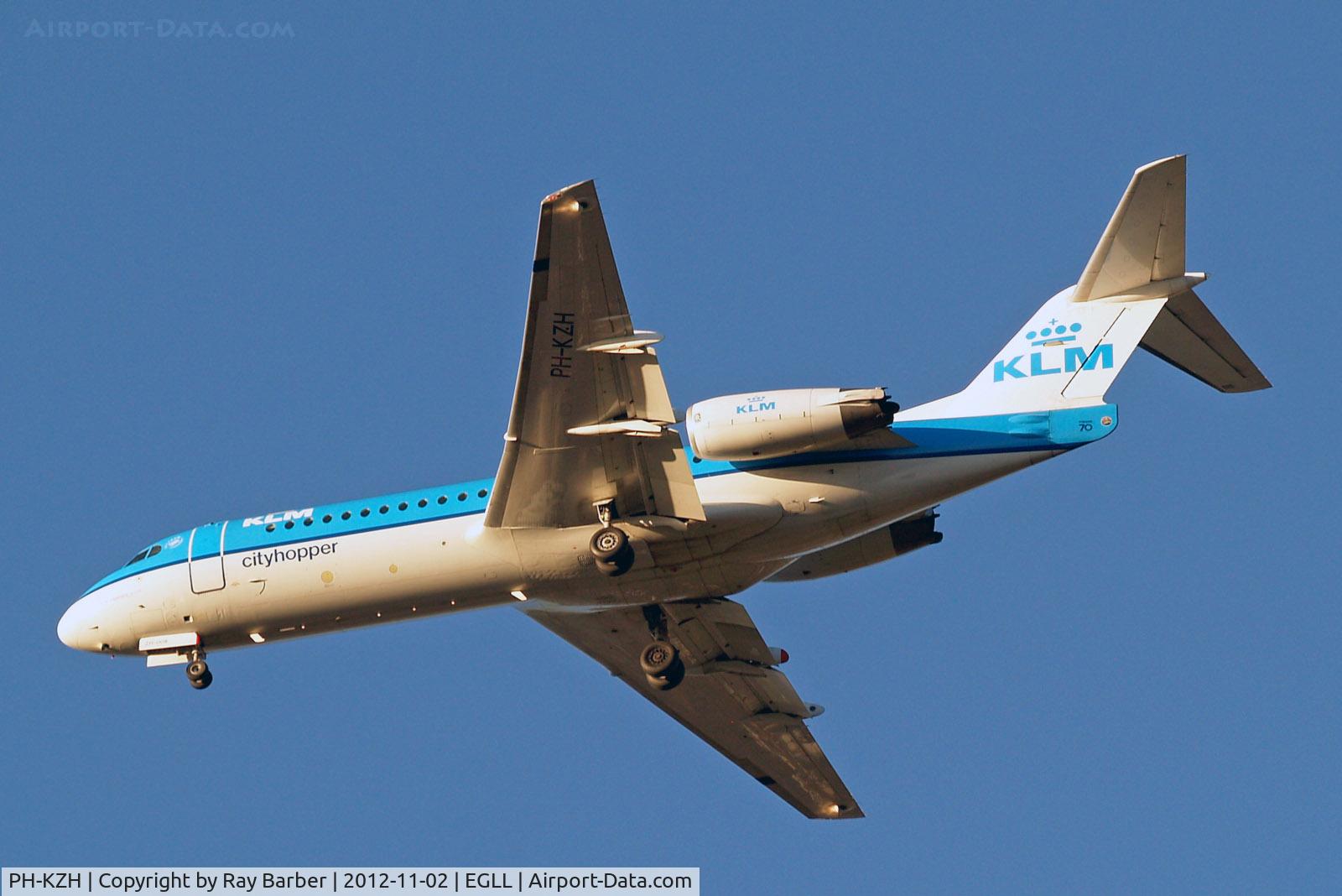 PH-KZH, 1997 Fokker 70 (F-28-0070) C/N 11583, PH-KZH   Fokker F-70 [11583] (KLM cityhopper) Home~G 02/11/2012. On approach 27R.
