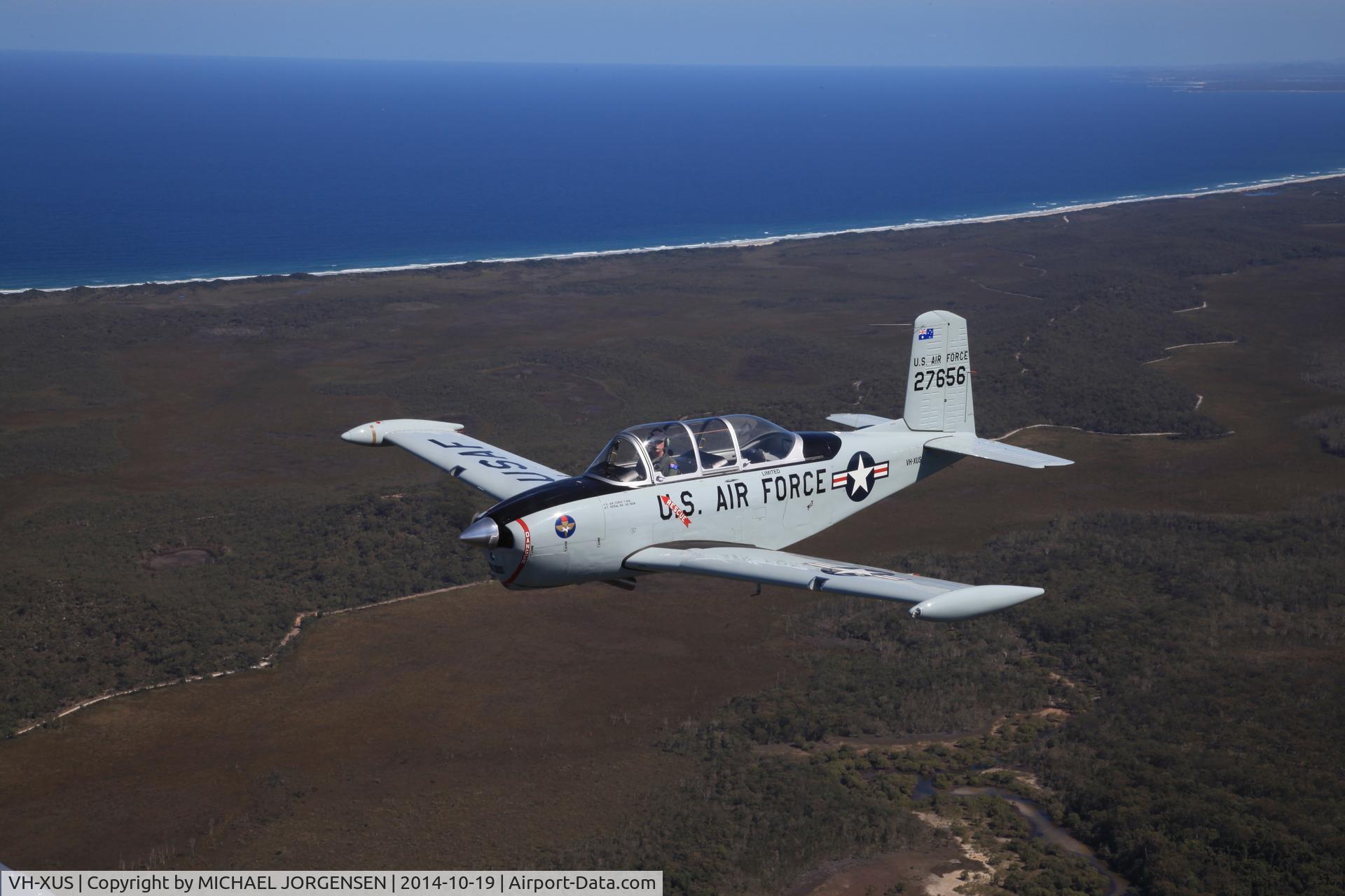 VH-XUS, 1954 Beech T-34A Mentor Mentor C/N G-37, VH-XUS over Ballina Australia