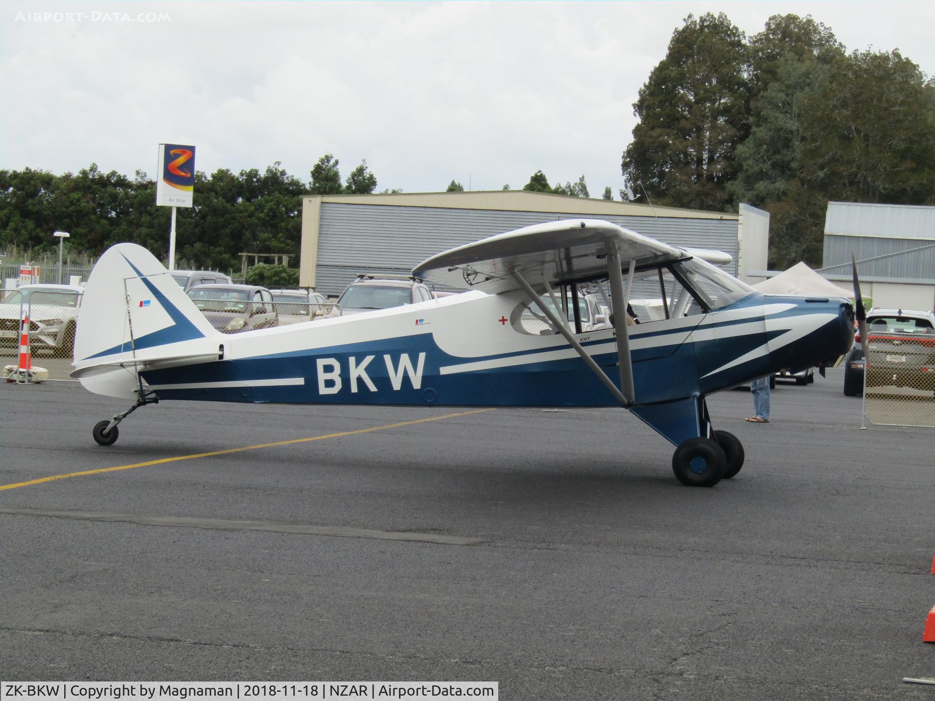 ZK-BKW, 1957 Piper PA-18 C/N 18-4673, hiding at open day behind hangar