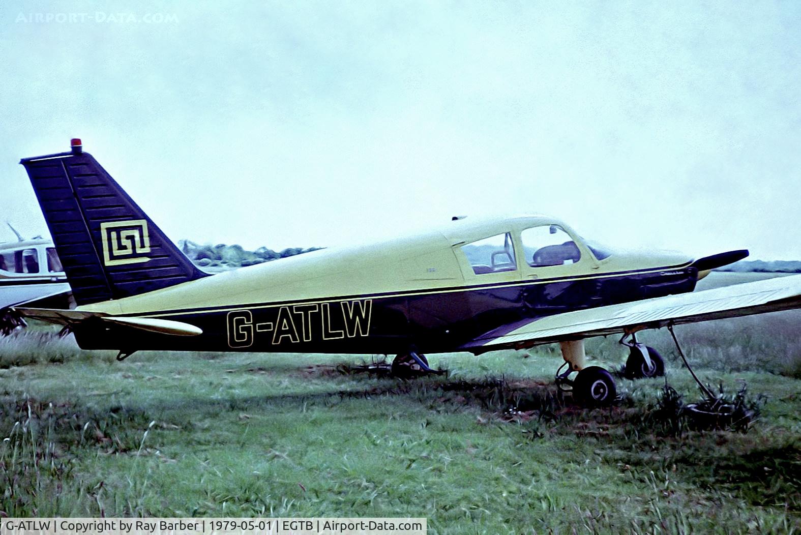 G-ATLW, 1965 Piper PA-28-180 Cherokee C/N 28-2877, G-ATLW   Piper PA-28-180 Cherokee C [28-2877] (Link Systems Ltd) Booker~G  @ May 1979. From a slide.Damaged beyond repair Leicester 30-06-1995.