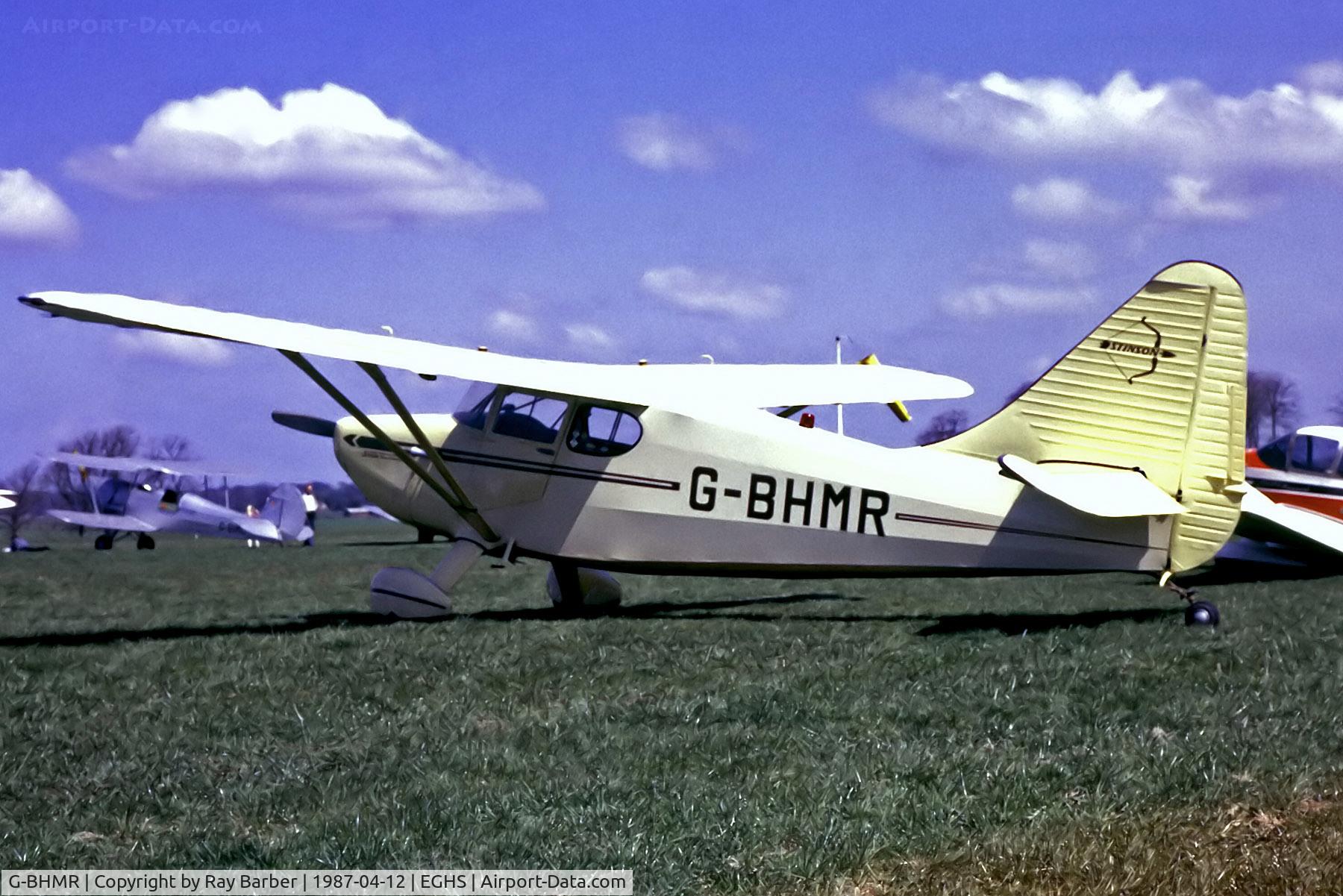 G-BHMR, 1948 Stinson Flying Station Wagon C/N 108-4352, G-BHMR   Stinson 108-3 Voyager [108-4352] Henstridge~G 12/04/1987. From a slide.