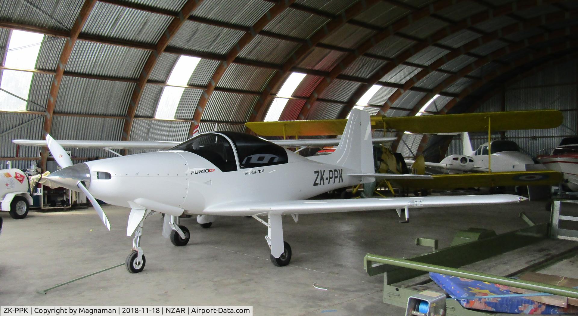 ZK-PPK, Falcomposite Furio LN 27 RG C/N 007, in hangar at Ardmore