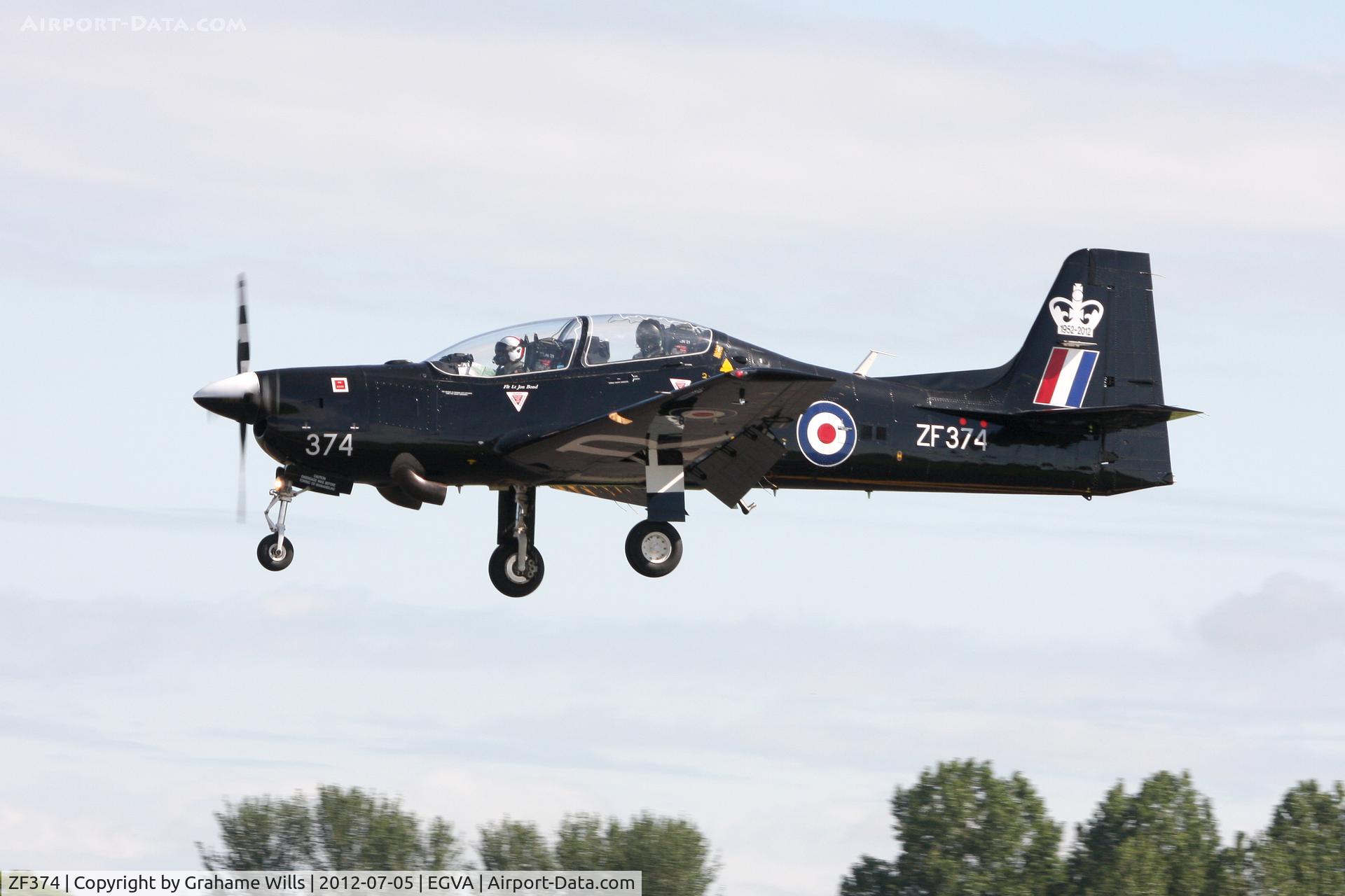 ZF374, 1992 Short S-312 Tucano T1 C/N S117/T88, Shorts Tucano T1 ZF374 1 FTS RAF, Fairford 5/7/12