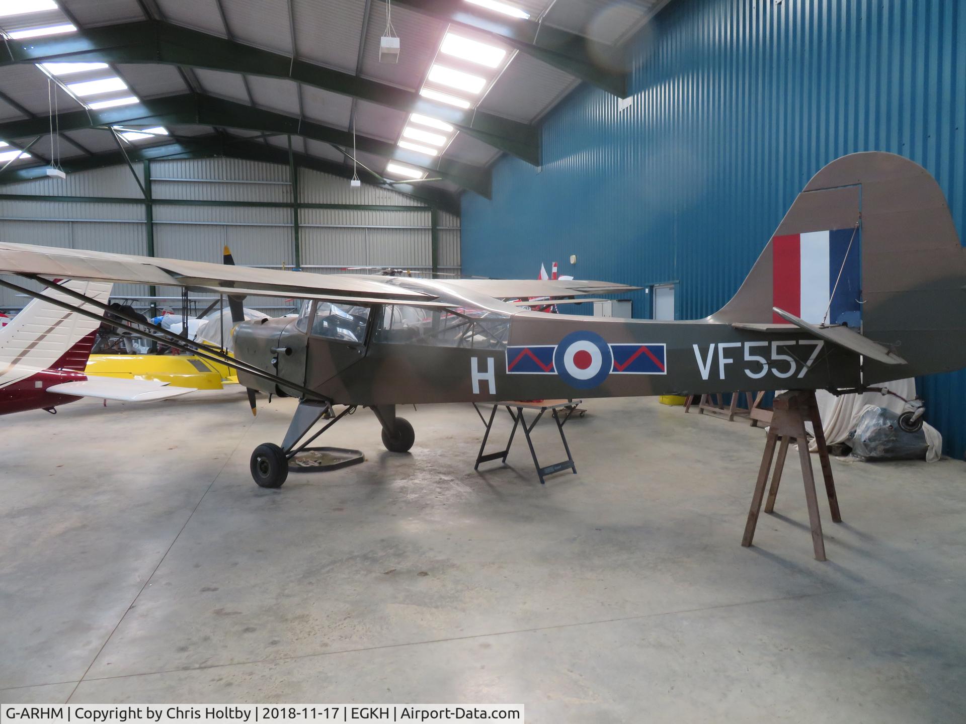 G-ARHM, 1946 Auster 6A Tugmaster C/N 2515, Stored safely in hangar at Headcorn. Always ask permission.