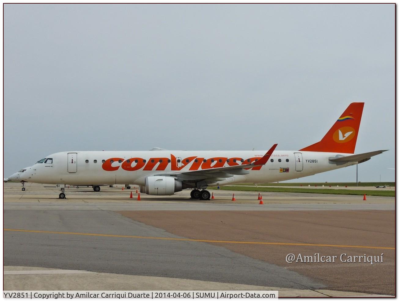 YV2851, 2012 Embraer 190STD (ERJ-190-100) C/N 19000515, Landed at SUMU