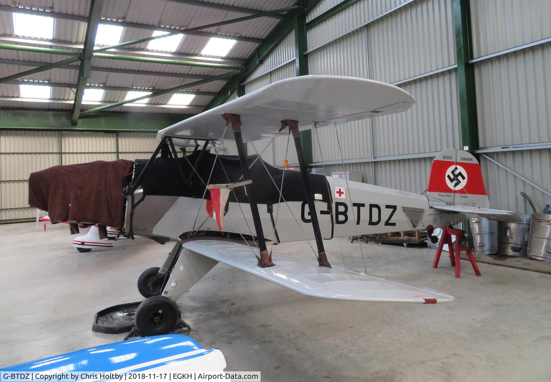 G-BTDZ, 1957 CASA 1-131E Jungmann C/N 2104, Stored in hangar at Headcorn