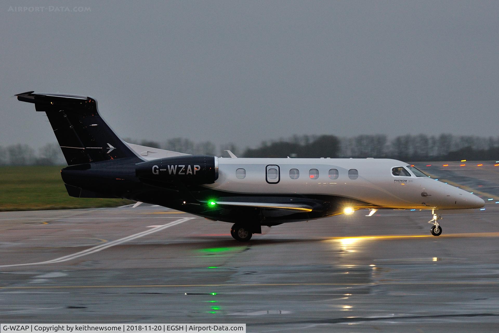 G-WZAP, 2017 Embraer EMB-505 Phenom 300 C/N 50500438, Leaving for Stansted.