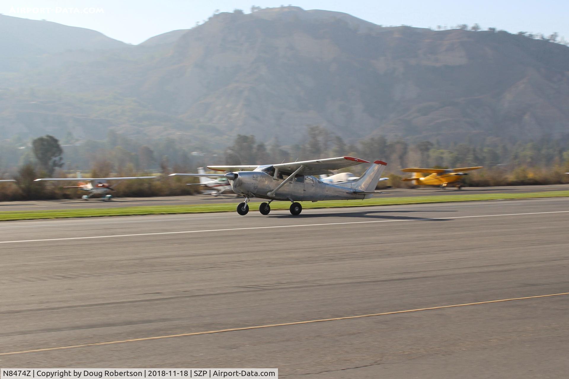 N8474Z, 1963 Cessna 210-5 C/N 205-0474, 1963 Cessna 210-5 (205) UTILINE, Continental IO-470-E 260 Hp, fixed-gear version of Cessna 210-C, landing roll Rwy 04