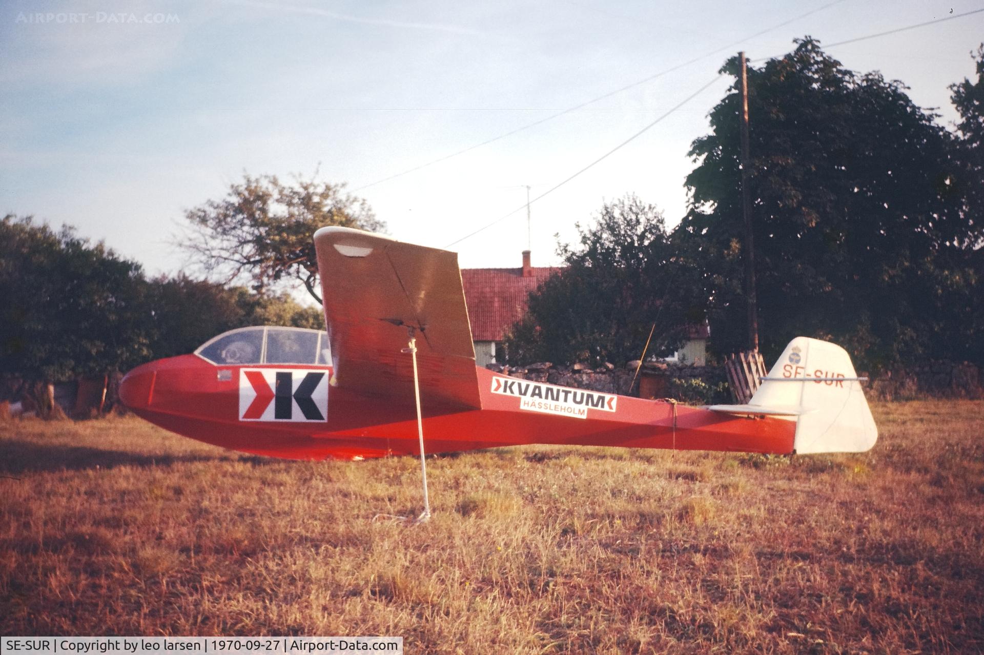 SE-SUR, Scheibe Bergfalke II/55 C/N 223, Vinsløv Sweden 27.9.1970