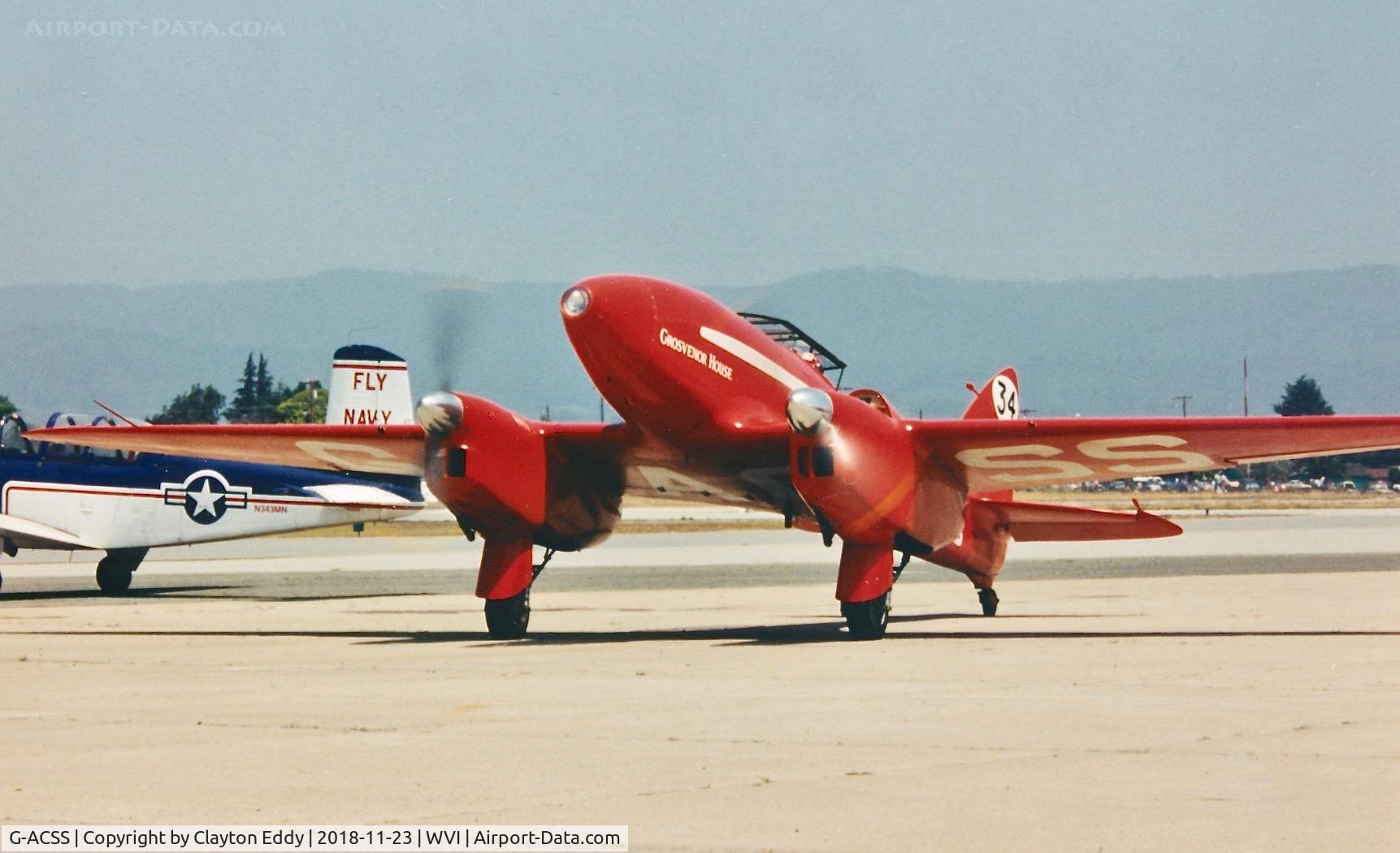 G-ACSS, 1934 De Havilland DH-88 Comet C/N 1996, Watsonville Airport California flyin 1990's