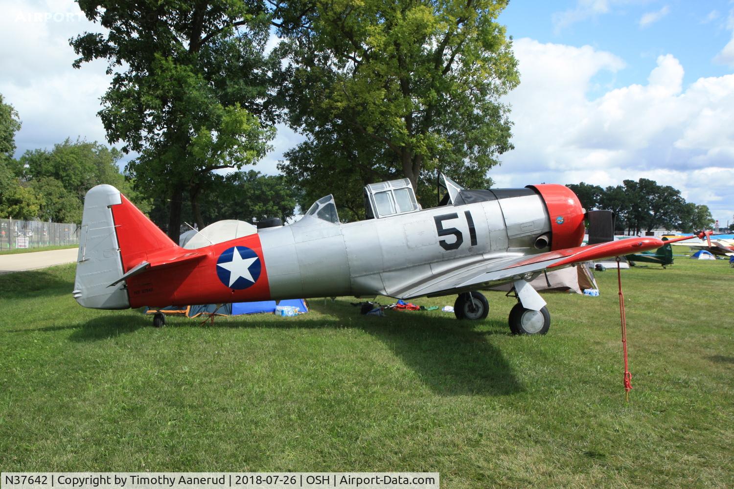 N37642, North American AT-6C Harvard IIA C/N 88-10560, North American AT-6C Harvard IIA, c/n: 88-10560, parked in Vintage, not Warbirds.