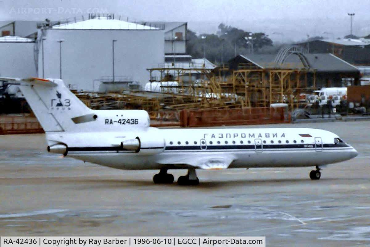 RA-42436, 1996 Yakovlev Yak-42D C/N 4520421605018, RA-42436   Yakovlev Yak-42D [4520421605018] (Gazpromavia) Manchester-Ringway~G 10/06/1996