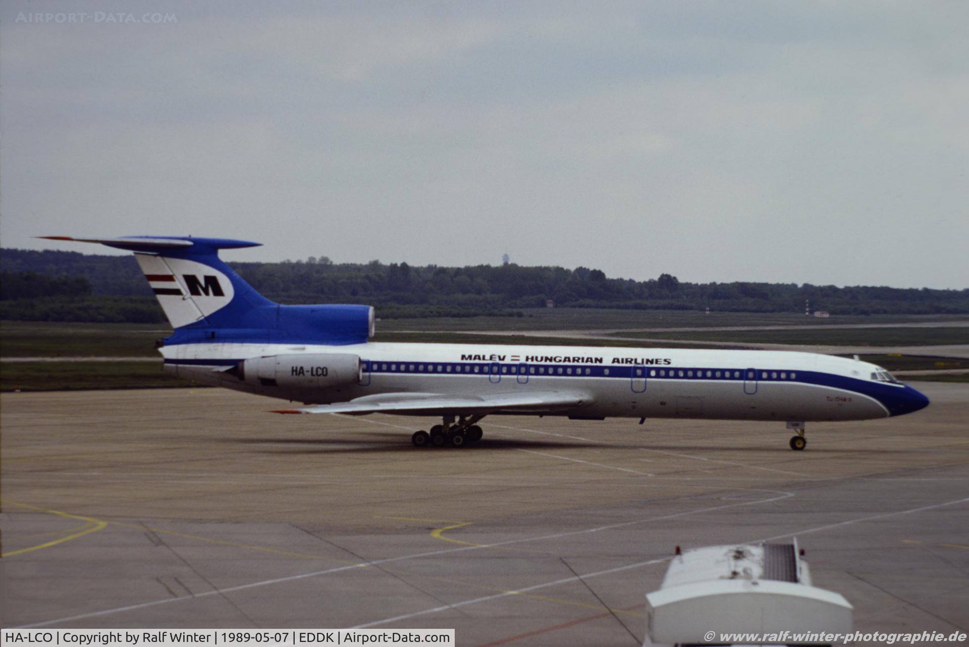 HA-LCO, 1981 Tupolev Tu-154B-2 C/N 81A473, Tupolev Tu-154B-2 - MA MAH MALEV - 81A473 - HA-LCO - 07.05.1989 - CGN
