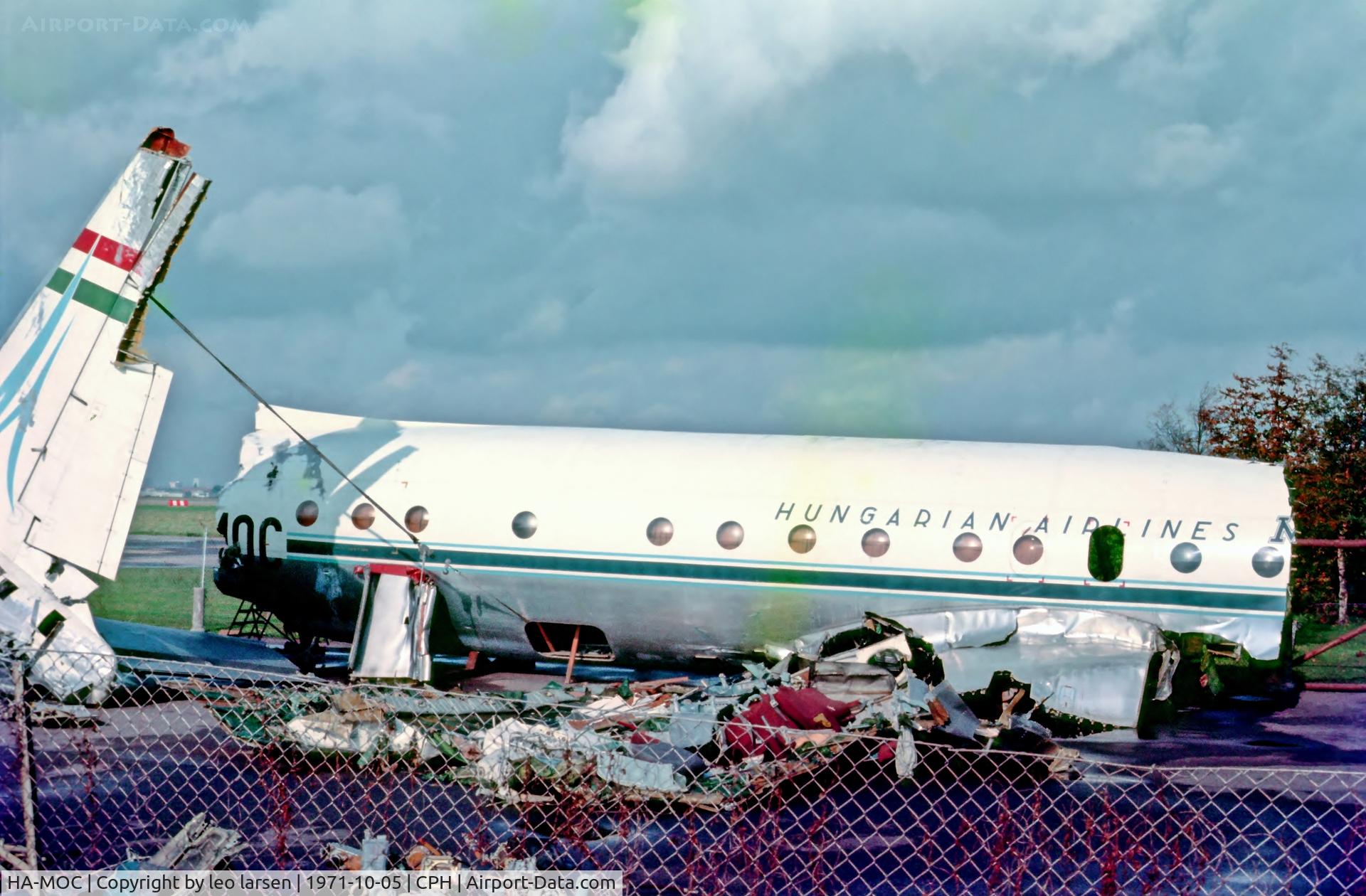 HA-MOC, 1961 Ilyushin IL-18V C/N 181002903, Copenhagen 5.10.1971.Remains after crash 
28.8.1971