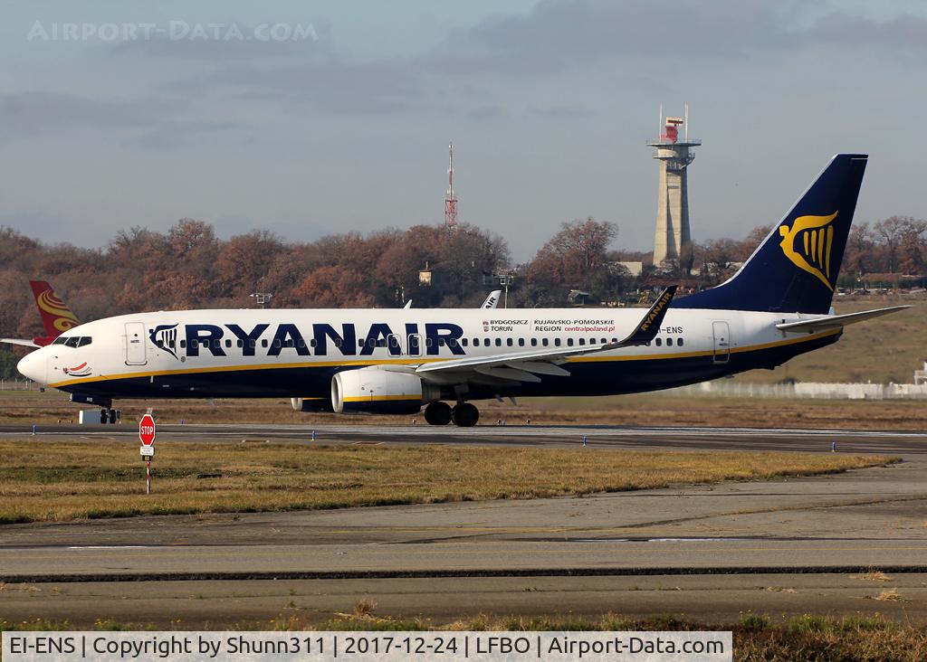 EI-ENS, 2010 Boeing 737-8AS C/N 40307, Lining up rwy 14L for departure with still stickers who promote Poland