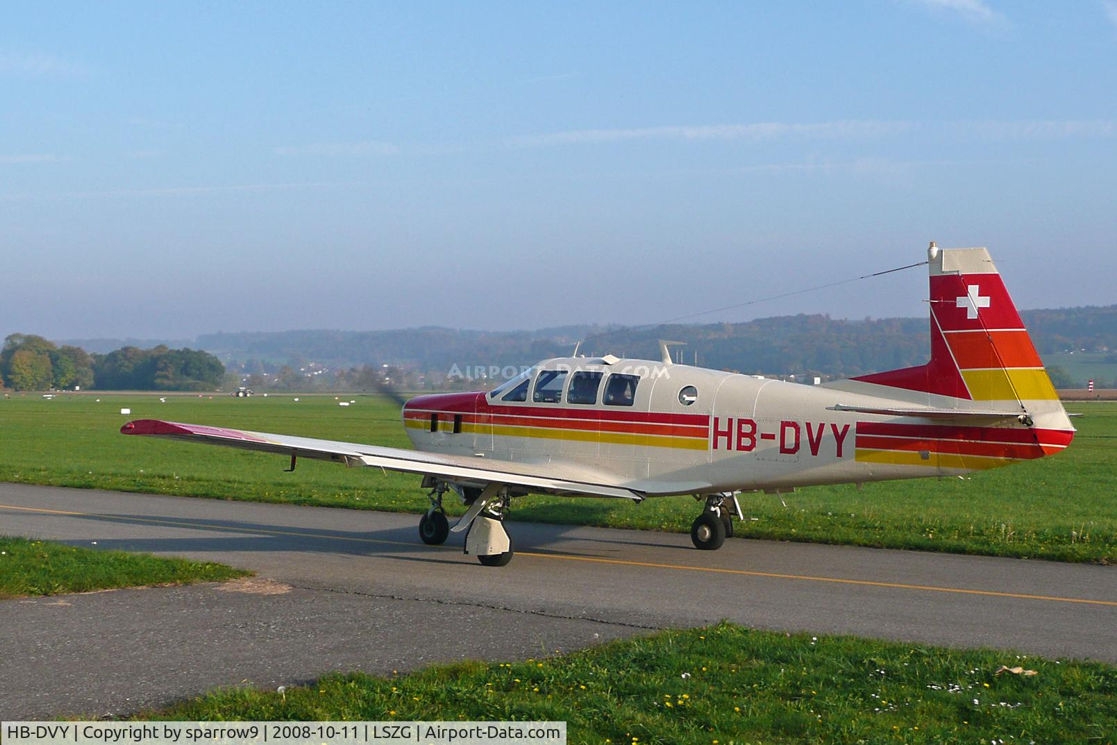 HB-DVY, 1969 Mooney M22 Mustang C/N 690004, At Grenchen. To runway 25