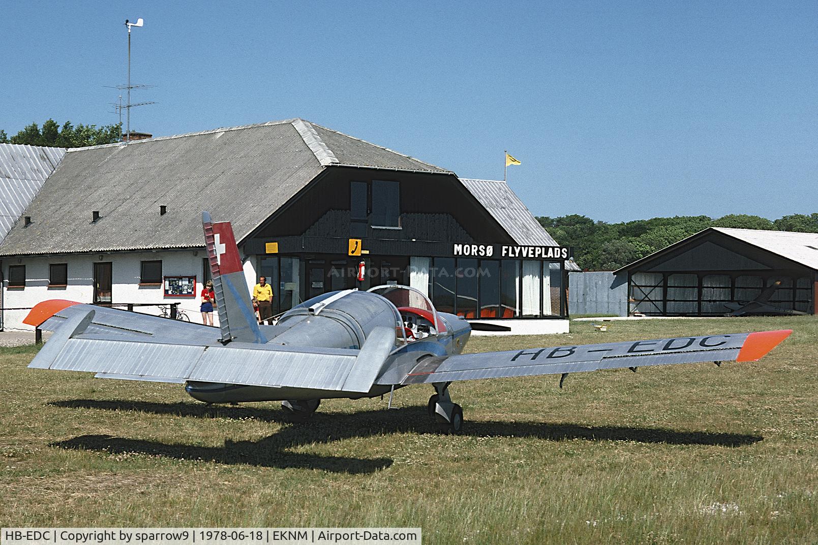 HB-EDC, 1961 Morane-Saulnier MS 880B Rallye Club C/N 03, Beautiful flying weather. Morsoe airfield. Scanned from a slide.