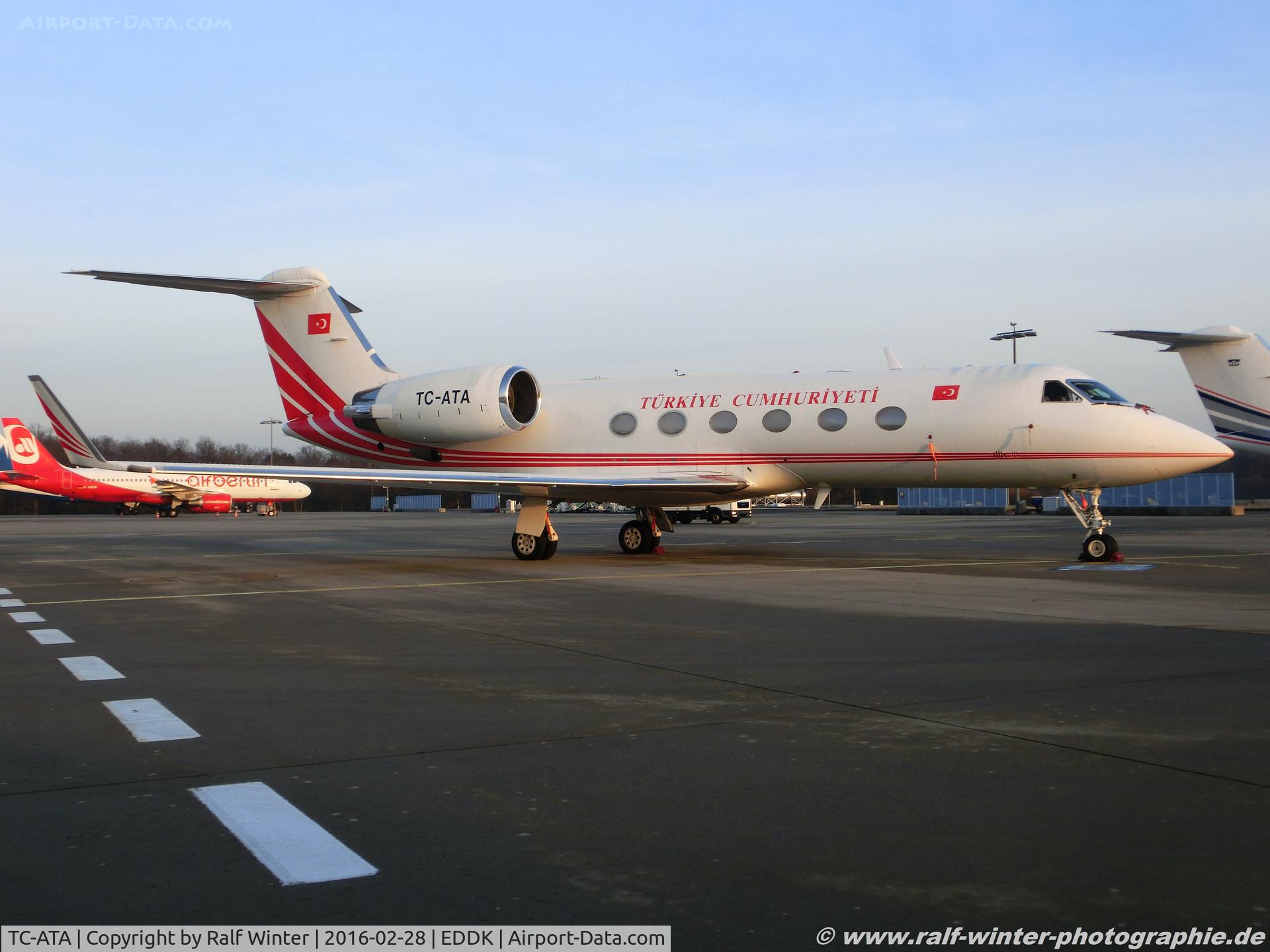 TC-ATA, 2011 Gulfstream Aerospace GV-SP (G550) C/N 5346, Gulfstream Aerospace GV-SP G550 - TRK Overnment of Turkey - 5346 - TC-ATA - 28.02.2016 - CGN