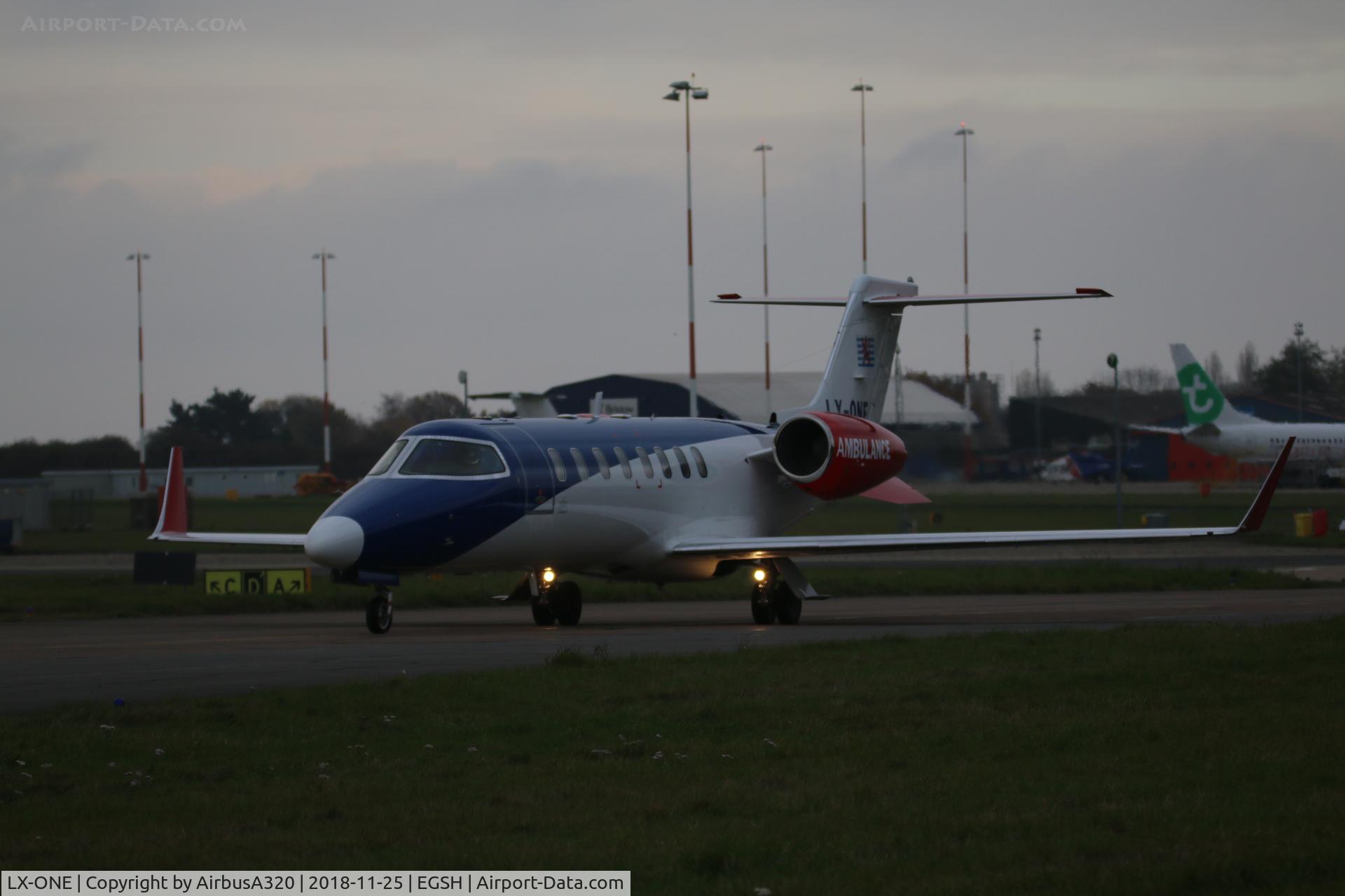 LX-ONE, 2007 Learjet 45 C/N 45-342, Arriving at NWI on a emergency flight