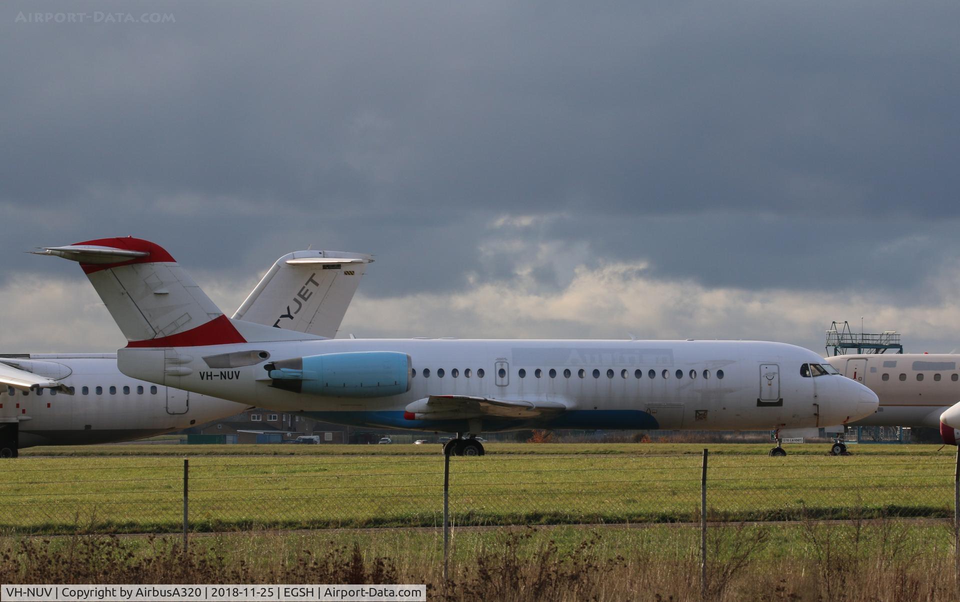 VH-NUV, 1995 Fokker 70 (F-28-0070) C/N 11554, Parked North side still awaiting to be repainted and serviced before going to Alliance