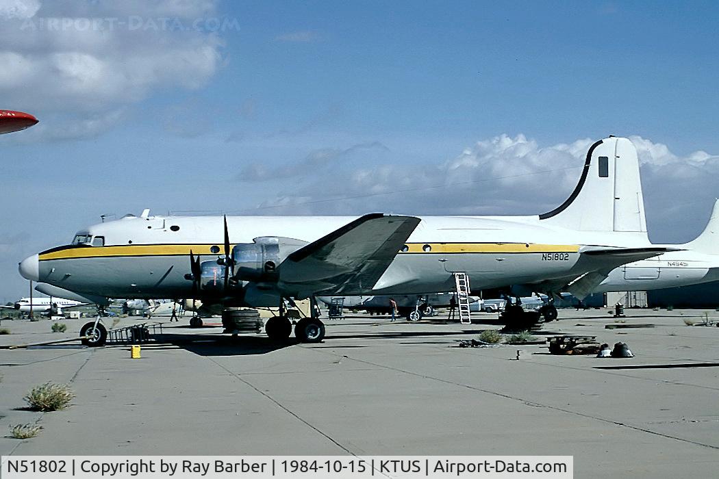 N51802, 1945 Douglas C-54G Skymaster C/N 35930, N51802   Douglas C-54G-1-DO Skymaster [35930] (Skymaster Aviation) Tucson-Int'l~N 15/10/1984