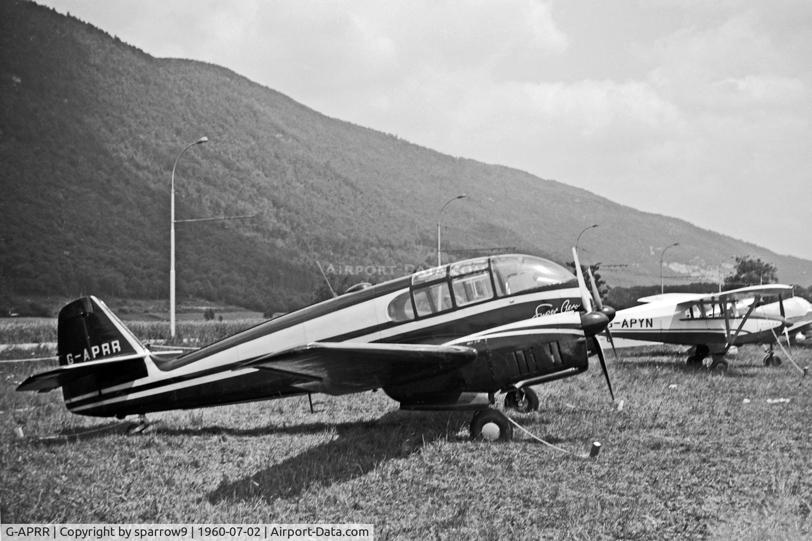 G-APRR, 1956 Let Aero Ae-45S Super C/N 04-014, Rally de la Montre Biel-Boezingen 1960. AD closed 1963. Scanned from a 6x9cm b+w negative.