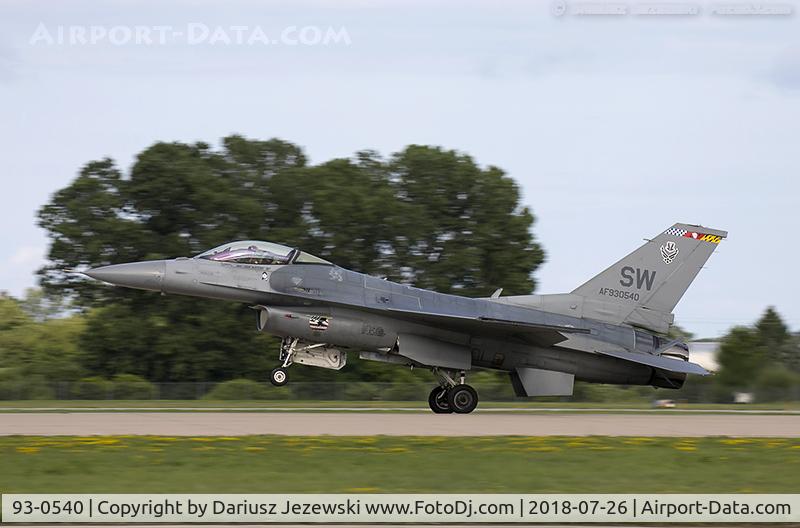 93-0540, 1993 Lockheed F-16C Fighting Falcon C/N CC-175, F-16CJ Fighting Falcon 93-0540 SW from 55th FS 