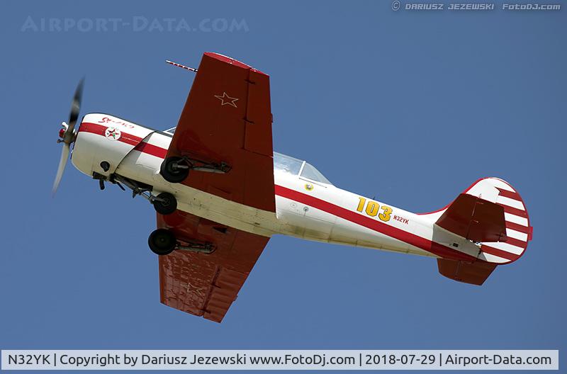 N32YK, 1986 Yakovlev Yak-52 C/N 866907, Yakovlev Yak-52  C/N 866907, N32YK