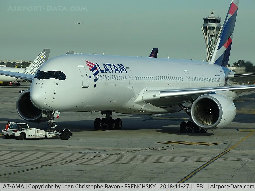 A7-AMA, 2016 Airbus A350-941 C/N 079, Qatar Airways (LATAM Airlines Brasil) QR146 pushback to Doha