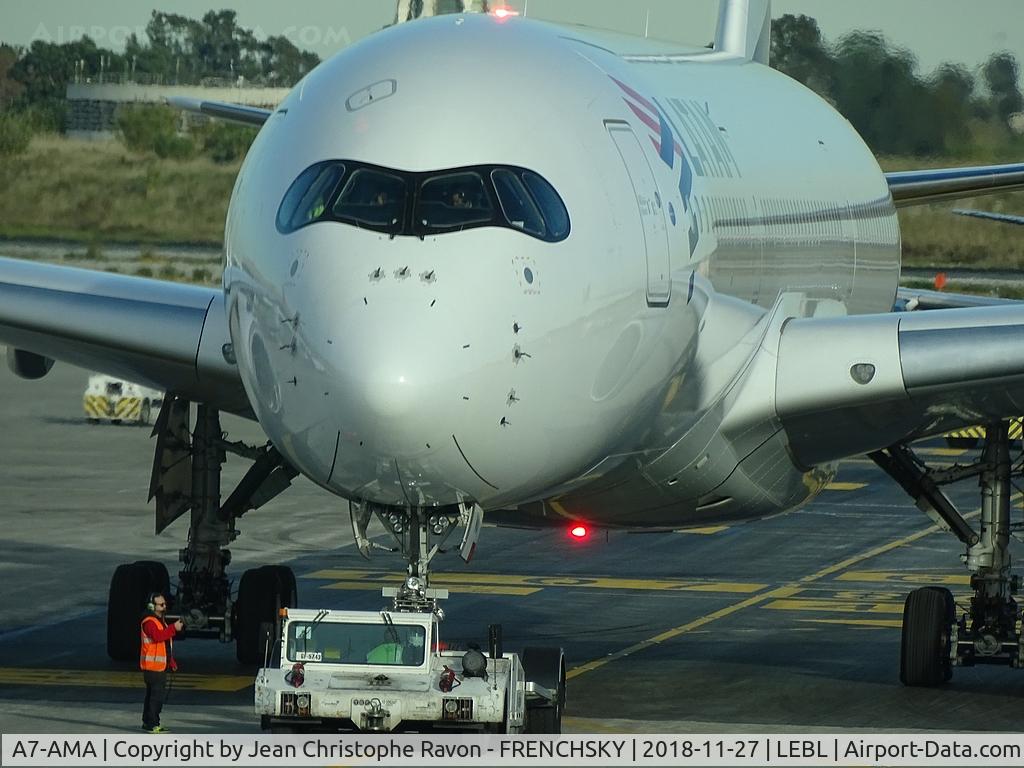 A7-AMA, 2016 Airbus A350-941 C/N 079, Qatar Airways (LATAM Airlines Brasil) QR146 pushback to Doha