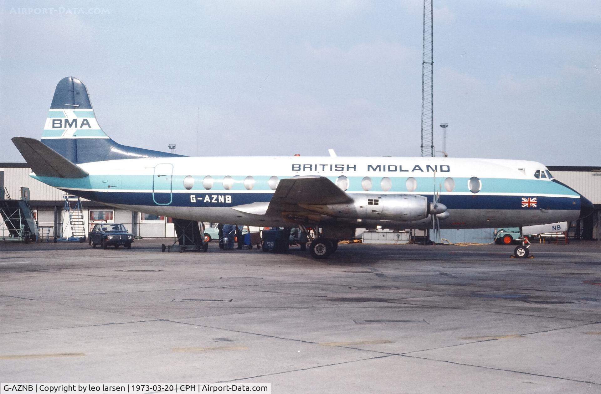 G-AZNB, 1959 Vickers Viscount 813 C/N 351, Copenhagen 20.3.1973