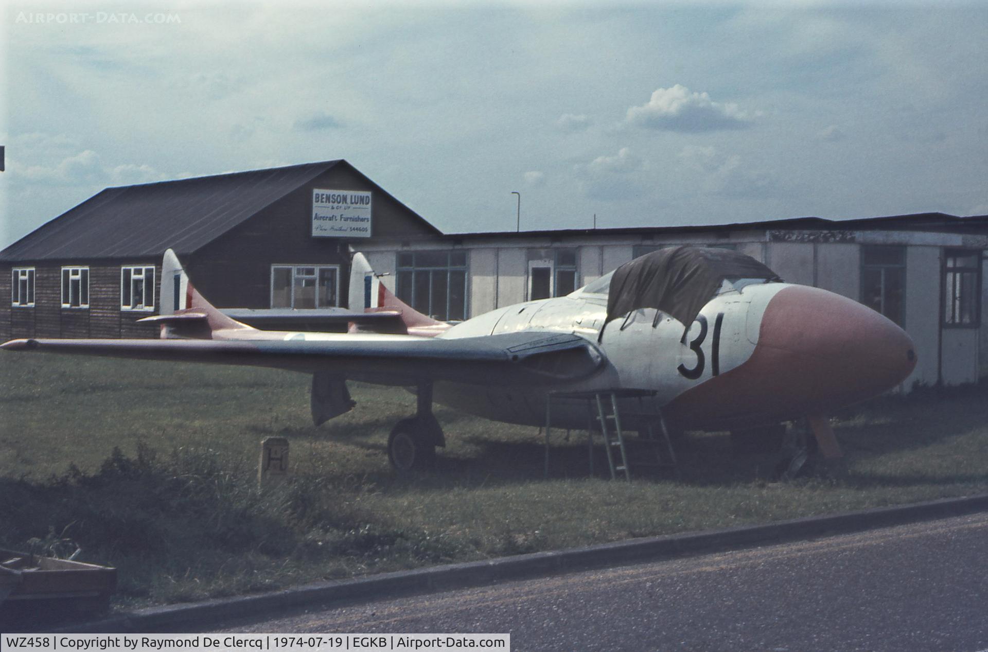 WZ458, De Havilland DH-115 Vampire T.11 C/N 15074, WZ458 / 31 at Biggin Hill.