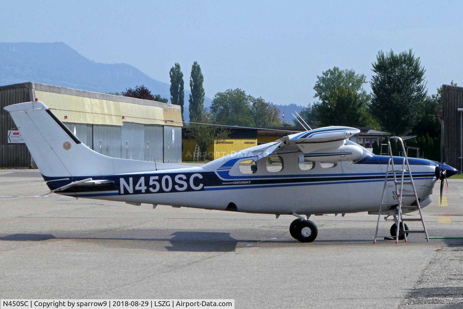 N450SC, 1979 Cessna P210N Pressurised Centurion C/N P2100294, Going to be washed. Grenchen airport.