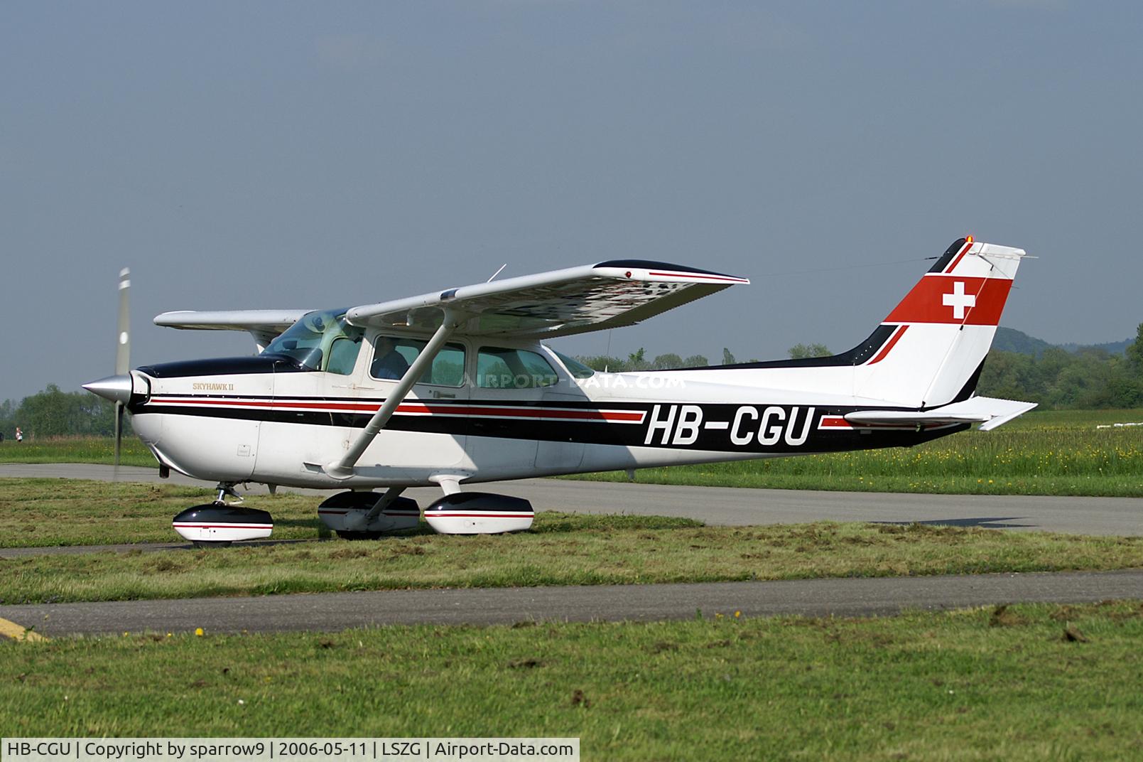 HB-CGU, 1982 Reims F172P C/N 2194, To parking at Grenchen airport. HB-registered from 1983-02-10 until 2015-02-13 and from 2015-06-08 until 2016-02-17.