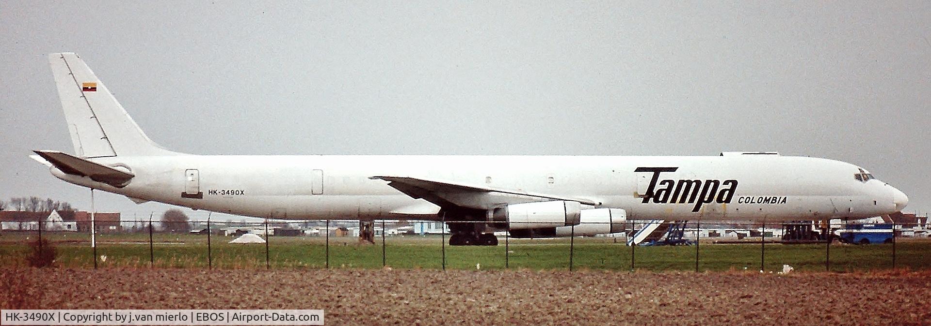 HK-3490X, 1969 Douglas DC-8-63 C/N 46041, Oostende, Belgium '90s