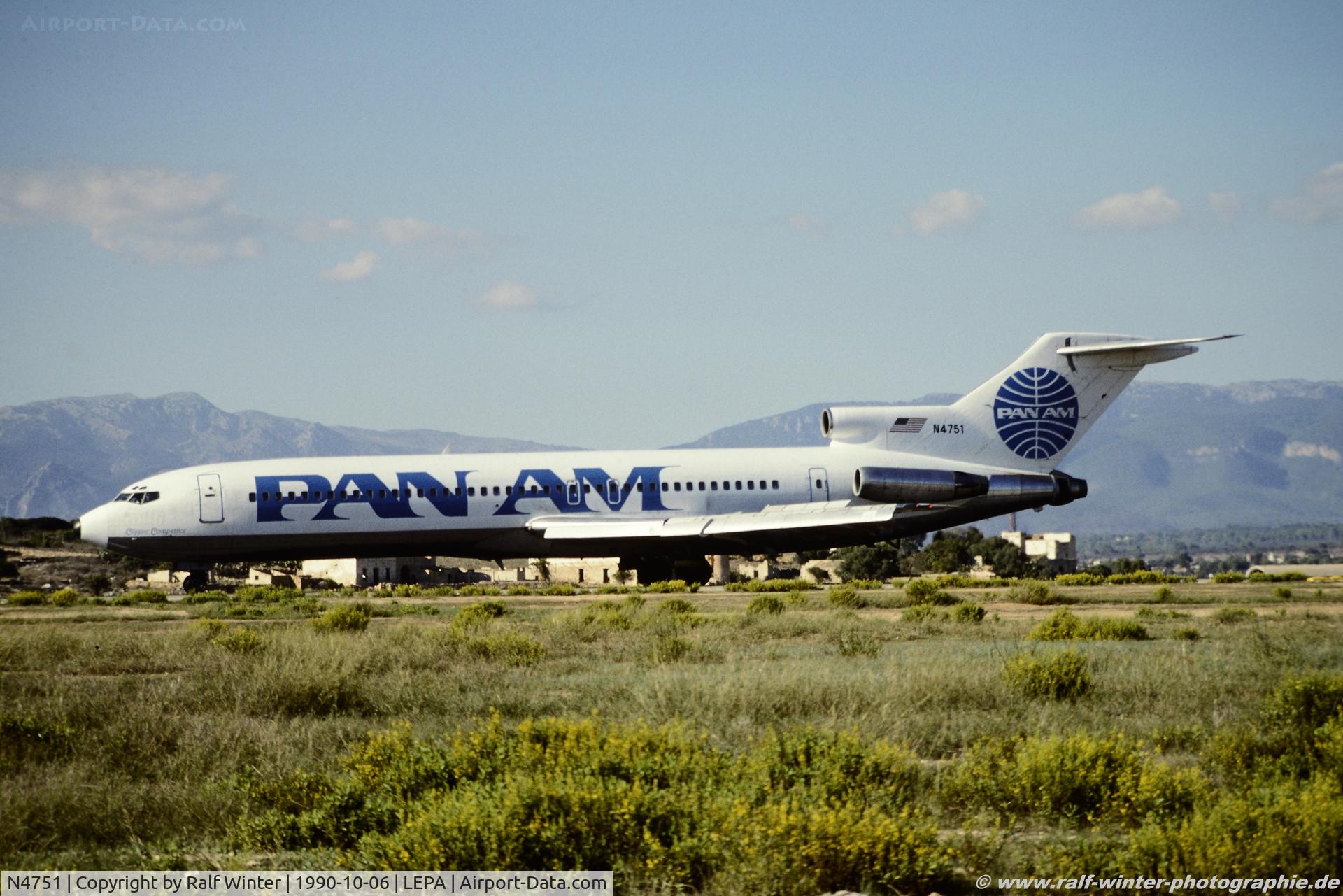 N4751, 1968 Boeing 727-235 C/N 19471, Boeing 727-235 - PA PAA Pan Am 'Clipper Competitor' - 19471 - N4751 - 06.10.1990 - PMI