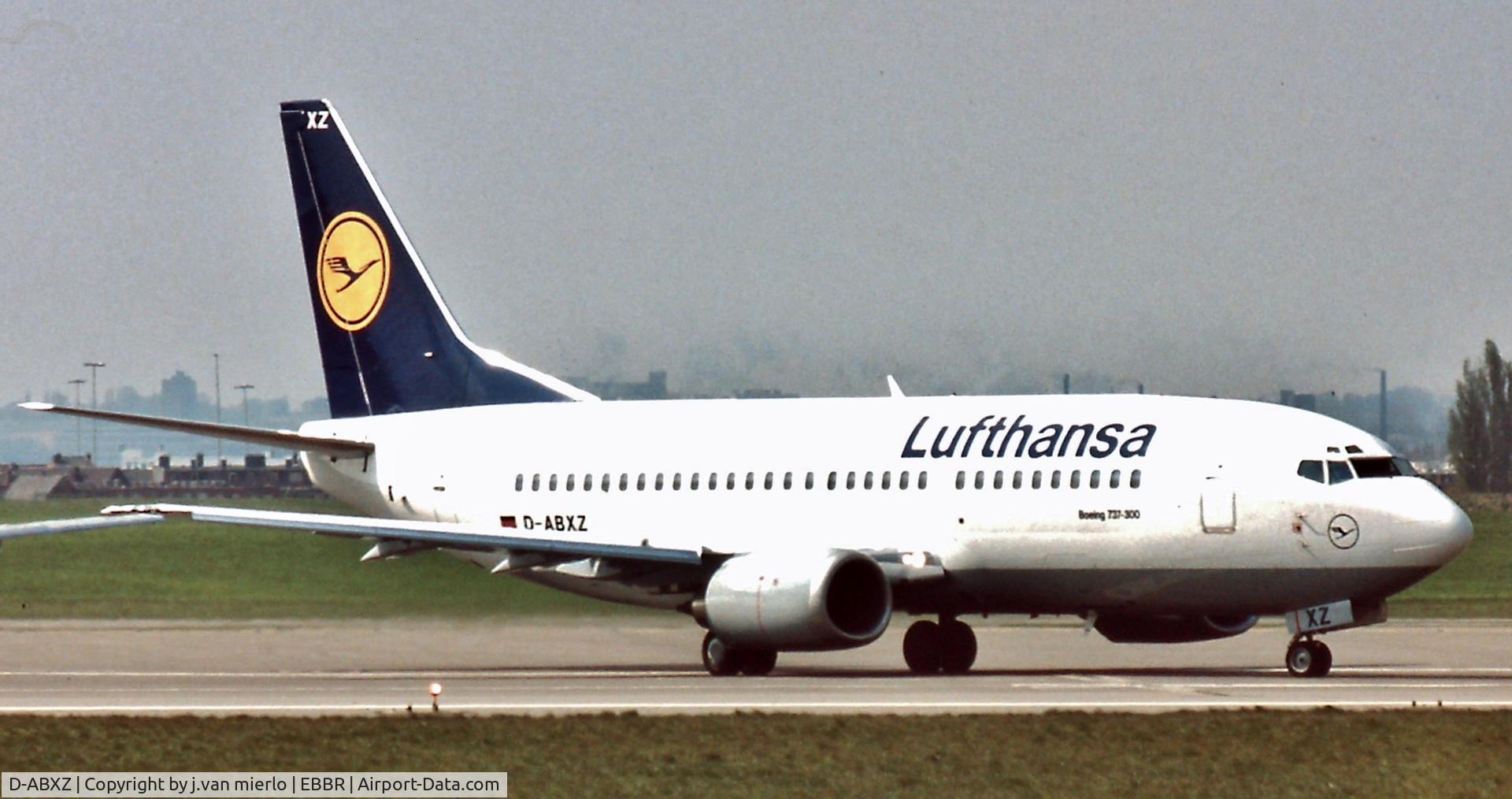 D-ABXZ, 1990 Boeing 737-330 C/N 24564, Awaiting clearance for rwy 02 at Brussels