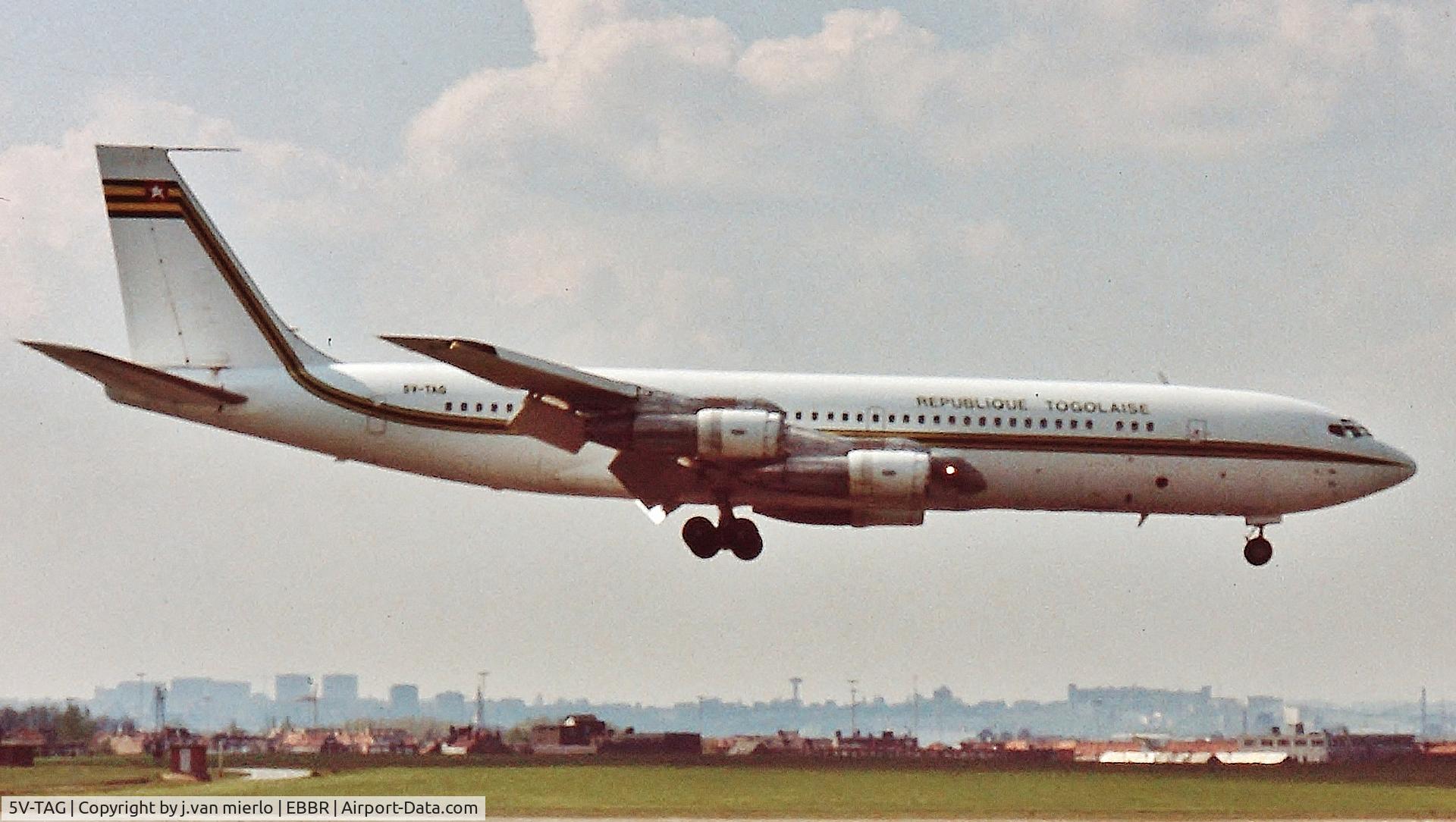 5V-TAG, 1968 Boeing 707-312B C/N 19739, Landing rwy 02 at Brussels