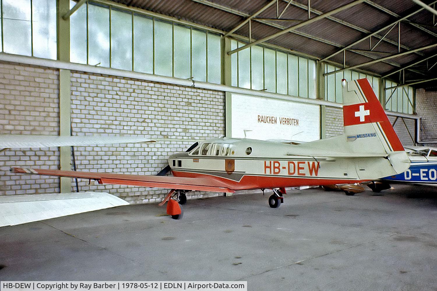 HB-DEW, 1967 Mooney M22 Mustang C/N 670002, HB-DEW   Mooney M.22 Mustang [670002] Monchengladbach~D 12/05/1978. From a slide.