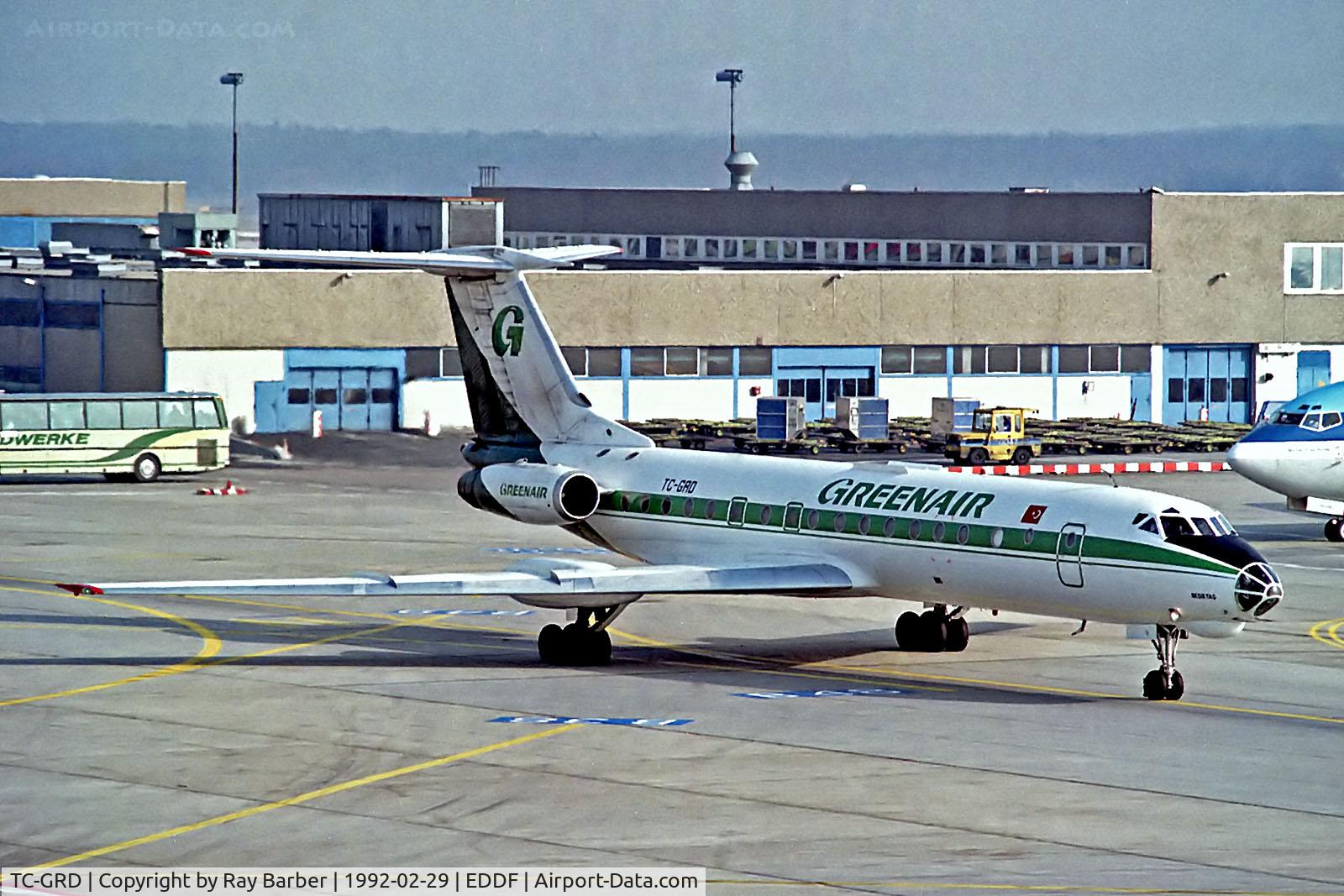 TC-GRD, Tupolev Tu-134A C/N 66109, TC-GRD   Tupolev Tu-134A-3 [66109] (Greenair) Frankfurt Int'l~D 29/02/1992 .Broken up Tyumen 09-2012