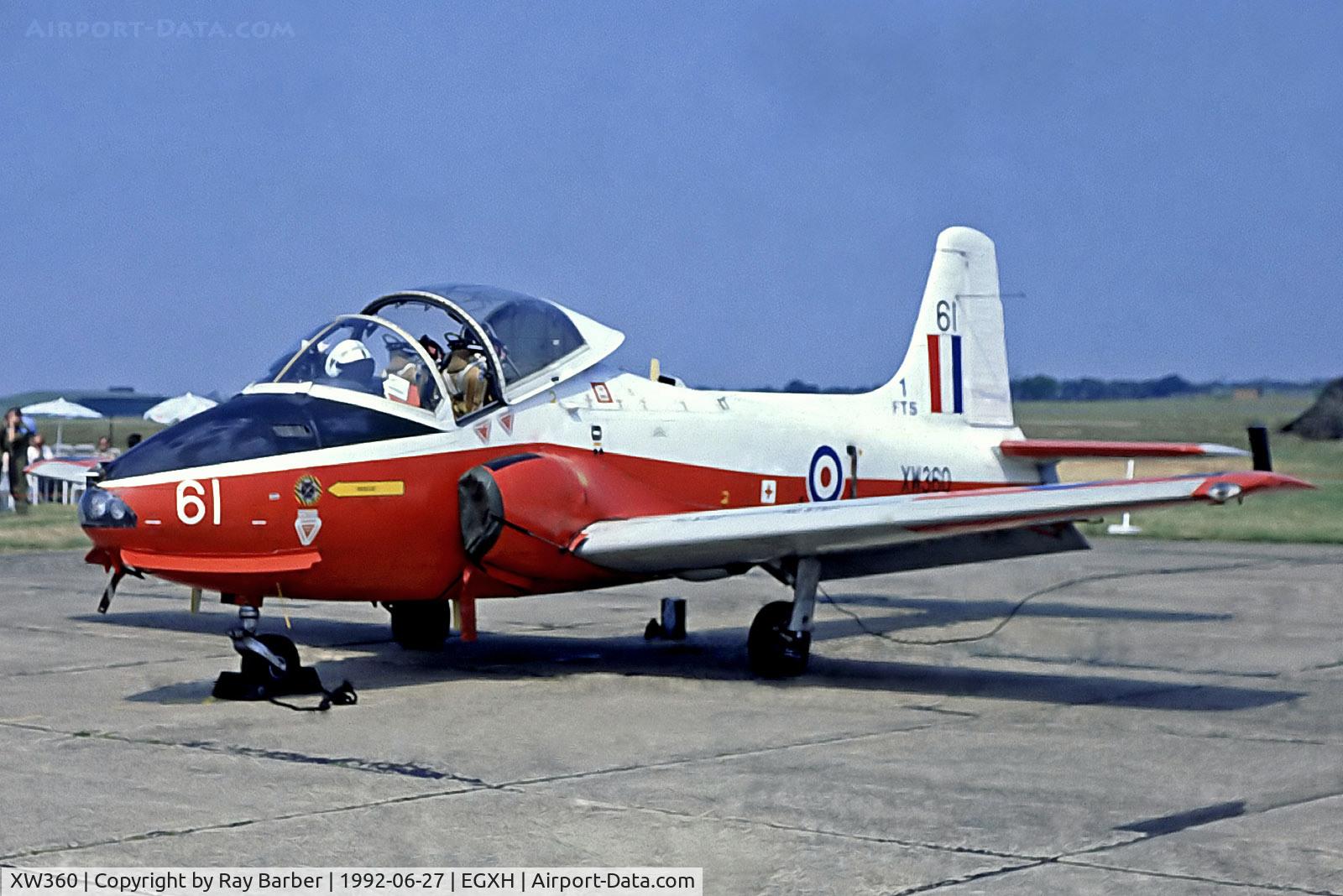 XW360, 1971 BAC 84 Jet Provost T.5 C/N EEP/JP/1010, XW360   BAC Jet Provost T.5A [EEP/JP/1010] (Royal Air Force) RAF Honington~G 27/06/1992. From a slide.
