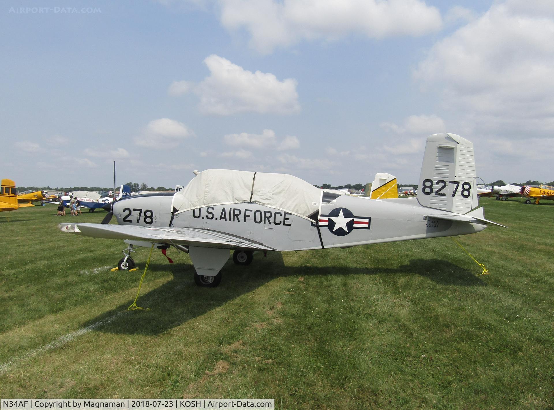 N34AF, Beech (CCF) T-34A (A45) Mentor C/N CCF34-51, in warbird area - EAA 18