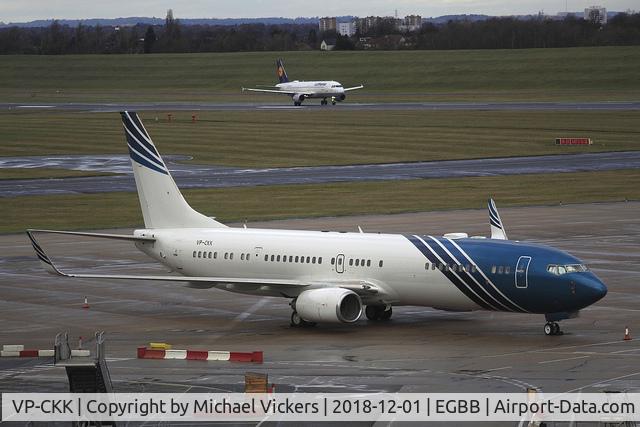 VP-CKK, 2008 Boeing 737-9JAER C/N 37560, Parked on the Elmdon apron