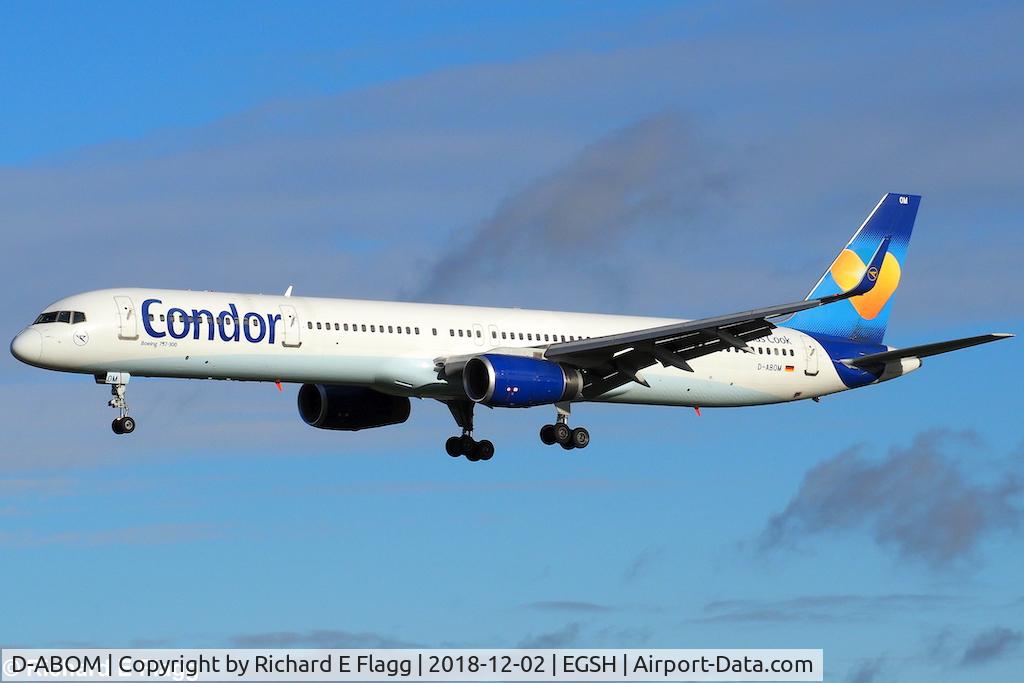 D-ABOM, 2000 Boeing 757-330 C/N 29022, Arriving at Norwich International