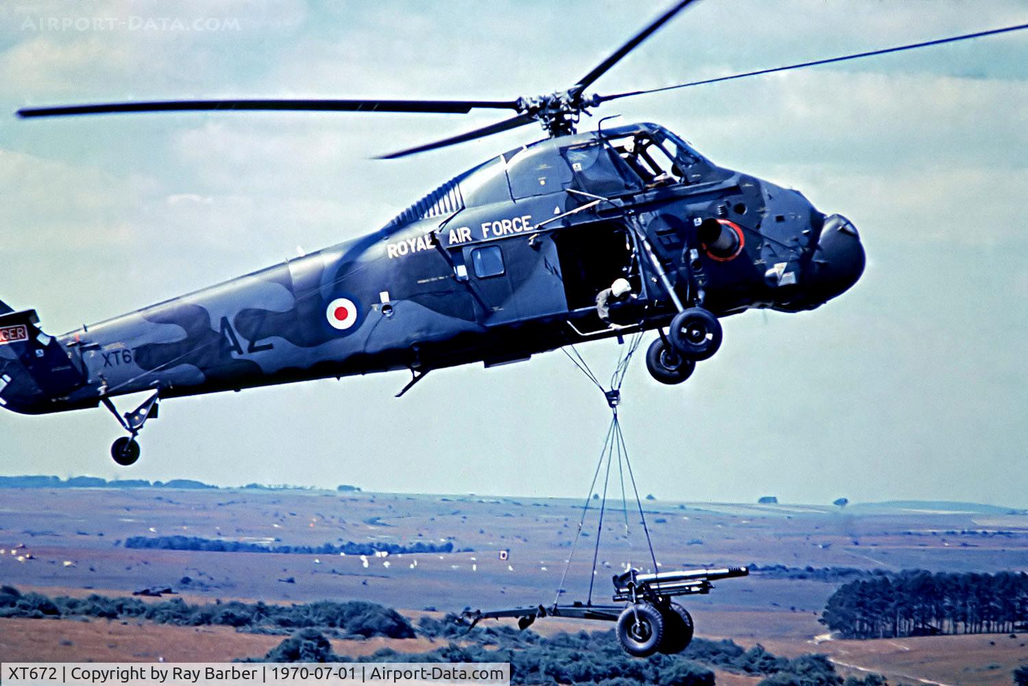 XT672, 1966 Westland Wessex HC.2 C/N WA540, XT672   Westland WS.58 HC.2 Wessex [WA540] (Royal Air Force) Larkhill~G  @ 1970