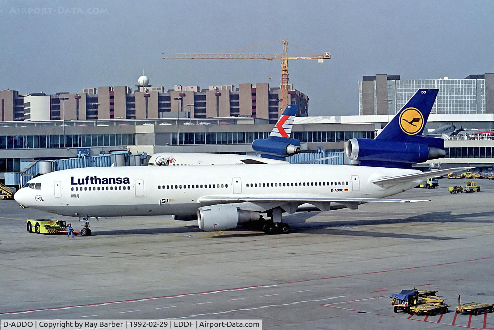 D-ADDO, 1974 McDonnell Douglas DC-10-30F C/N 47924, D-ADDO   McDonnell-Douglas DC-10-30 [47924] (Lufthansa) Frankfurt Int'l~D 29/02/1992